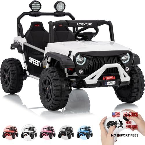 2 Seater Ride on Car for Kids, 24V Ride on Toy, Fast 4.97MPH Truck, White-new