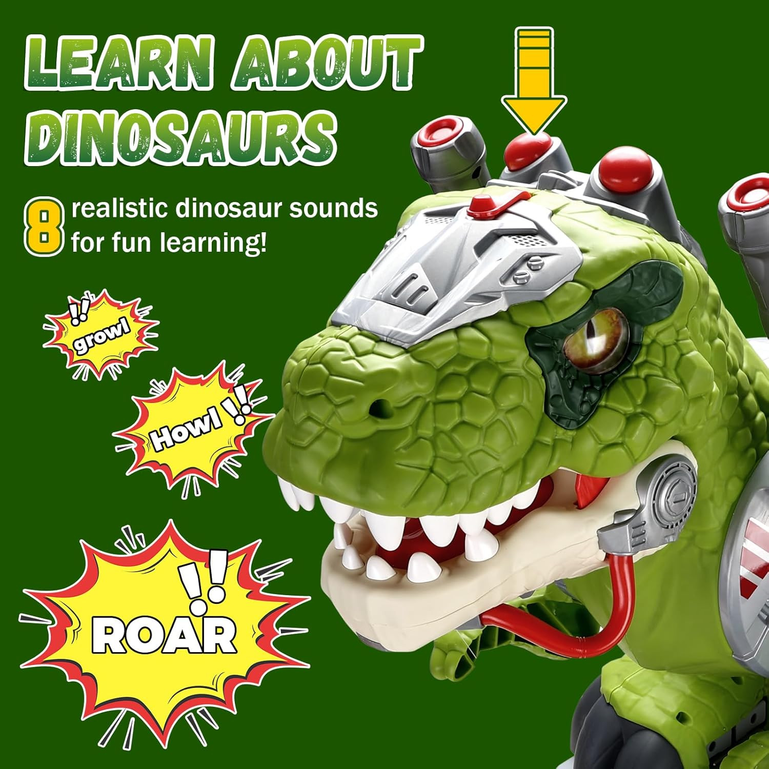 Dinosaur Ride on Toy Cars for Kids, Toddler Electric Ride on Toys with Music, Li