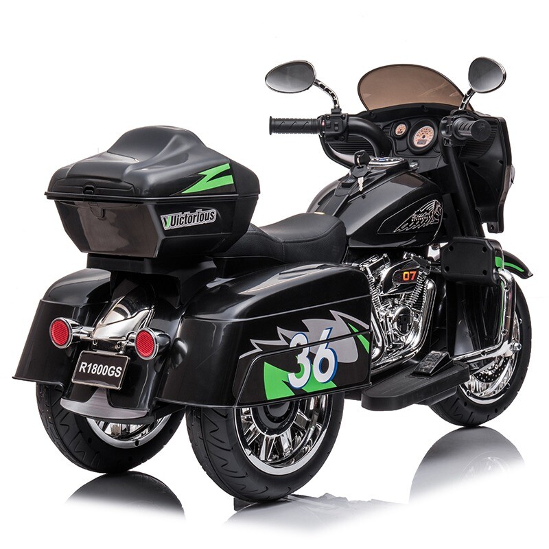 12V Kid Motorcycle Ride On Toy Key Start 3-Wheel 2-Seat Motorbike for 3-6 Black