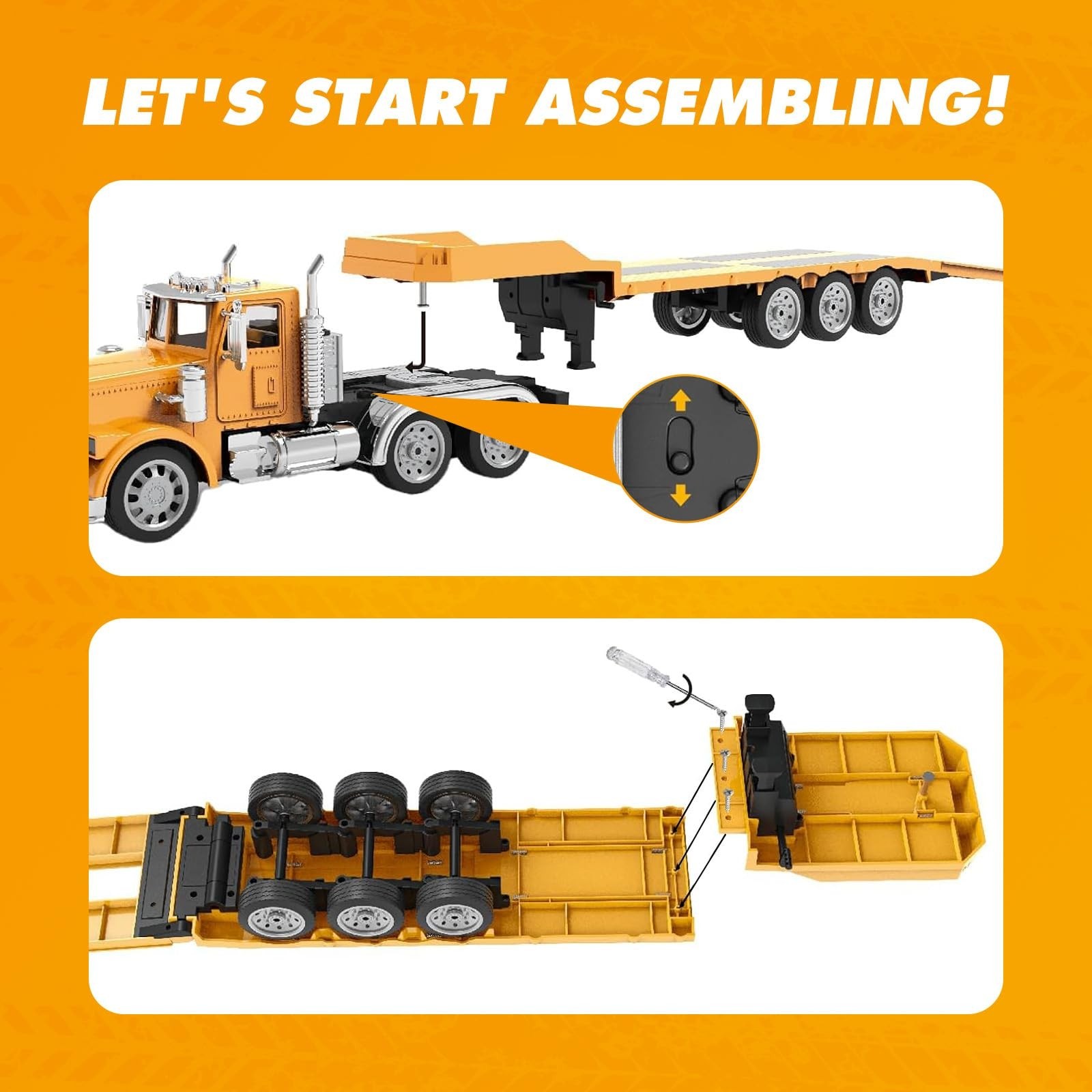 KIDMARKT 39.6″ Giant RC Semi-Trailer Truck for Kids | 16-Channel Remote Contr…