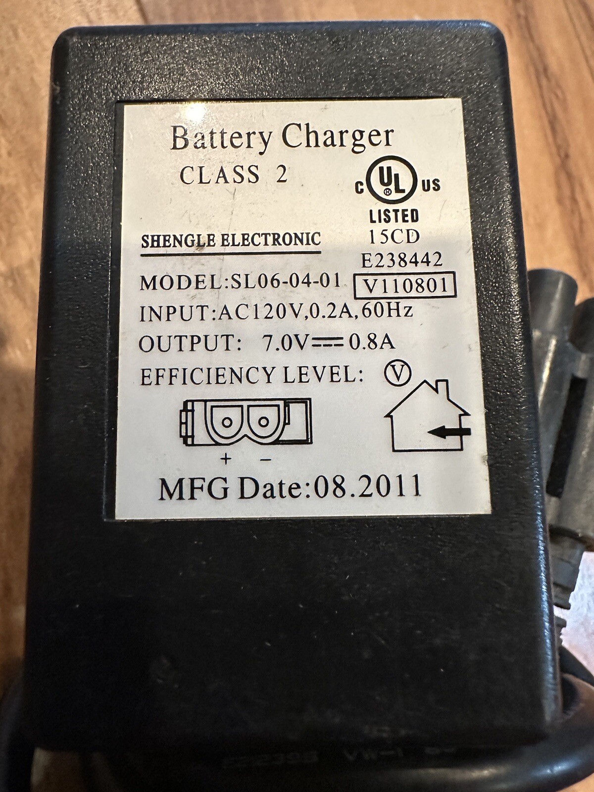 Shengle SL06-04-01 Battery Charger Class 2 Kid Trax Motion Trends 7V .8A