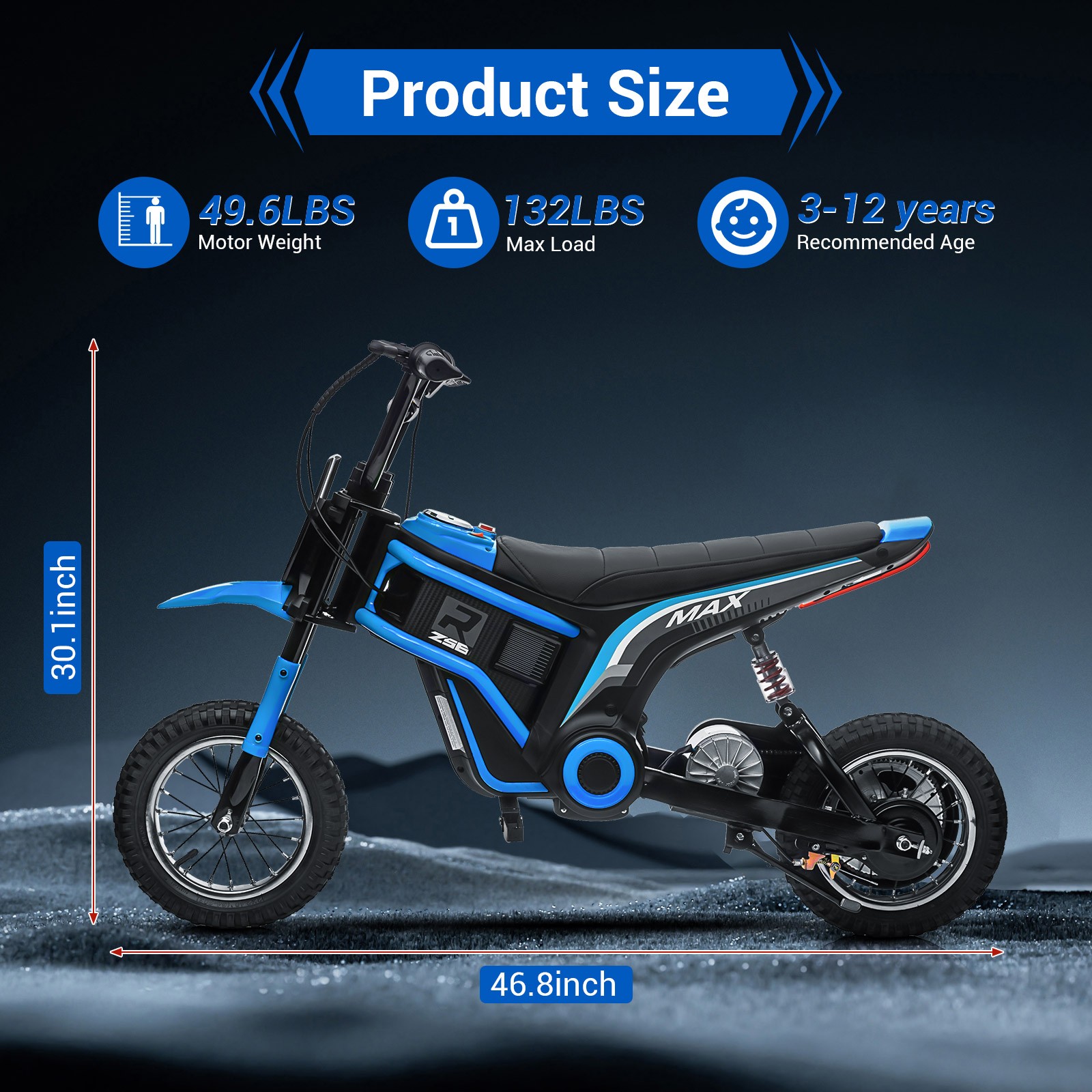 For Kids 8-12 Years 24V 350W Children’s Two-wheel Electric Mountain Motorbike