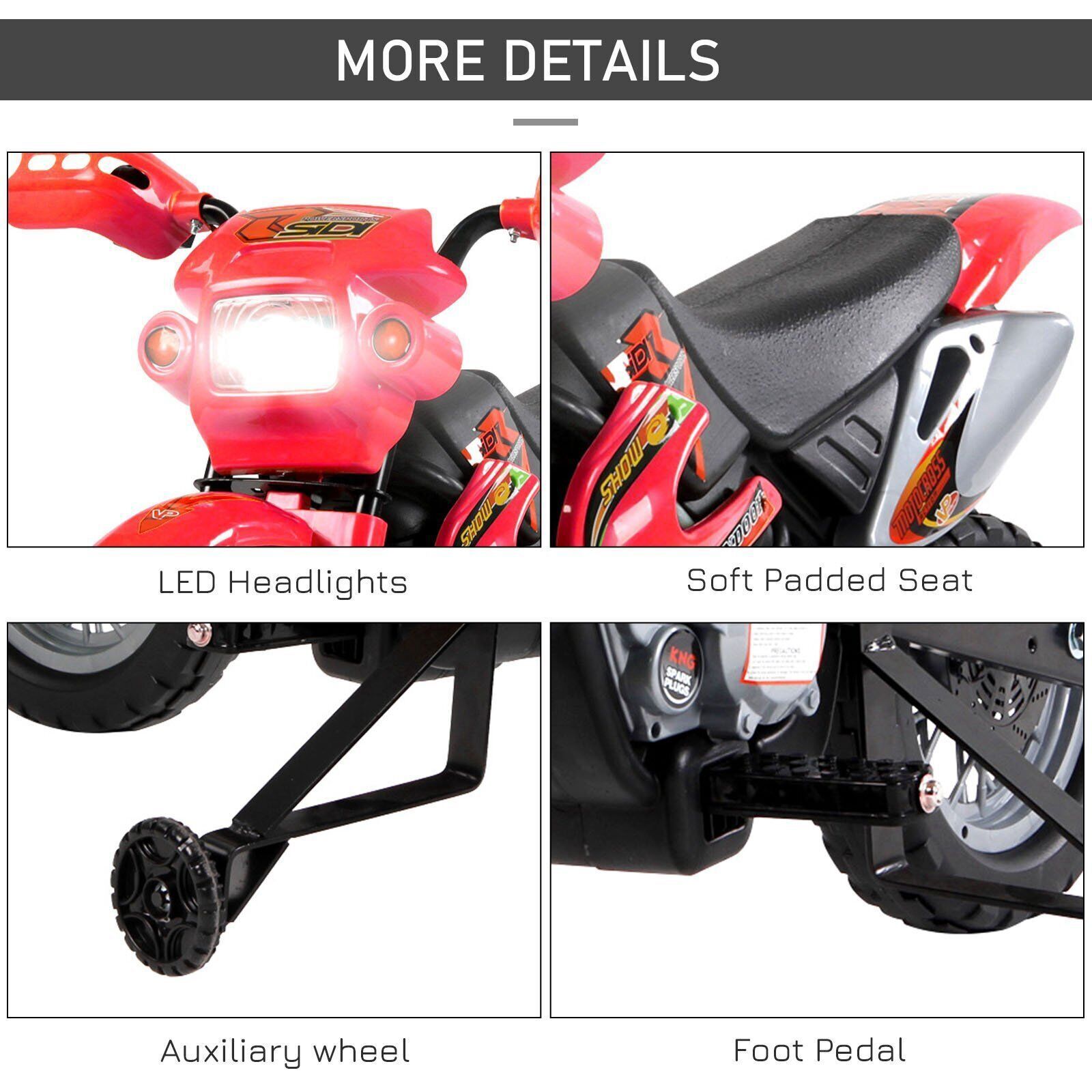 6V Electric Kid Ride on Car Dirt Bike Battery Motorcycle Toy w/ Training Wheels