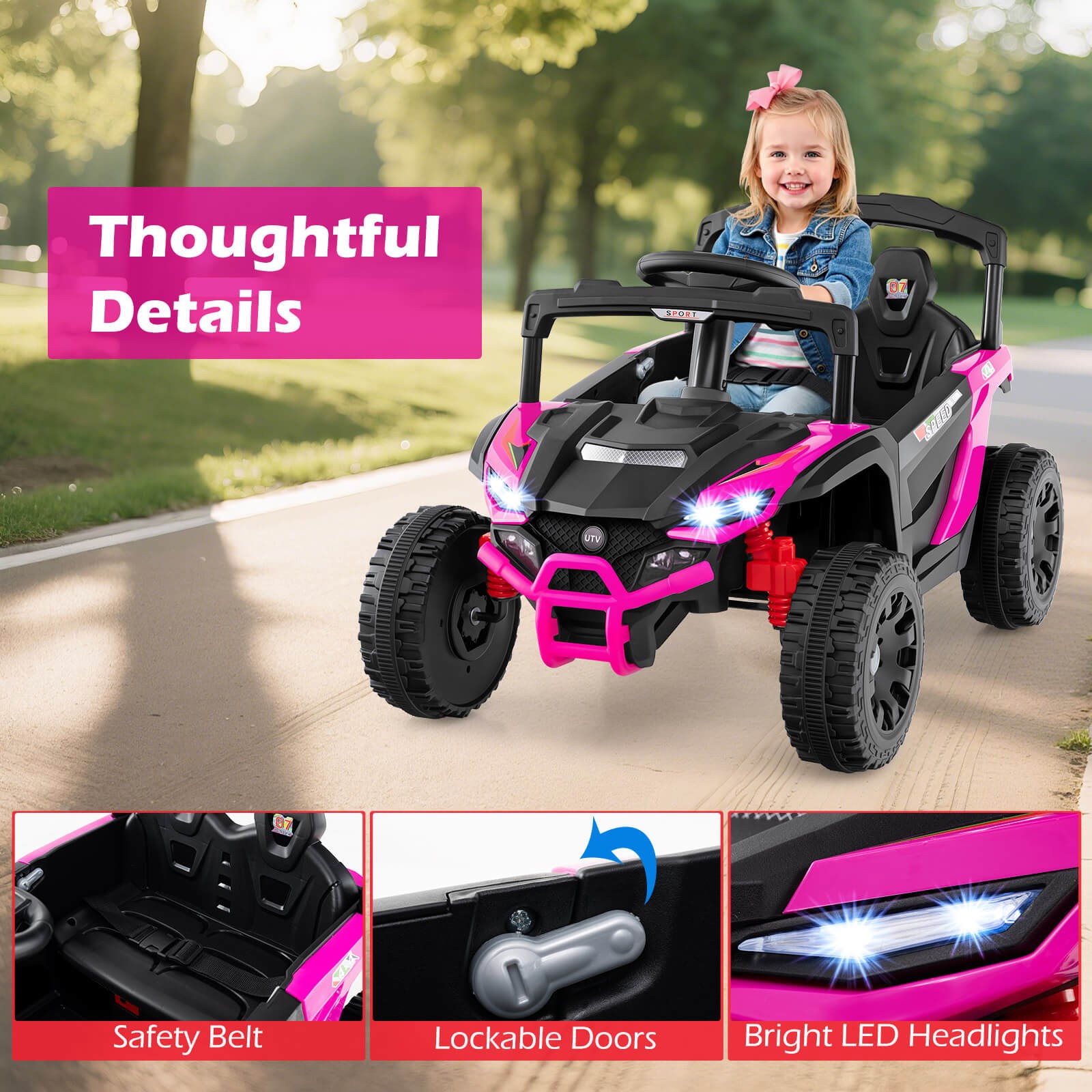 12V Kids Ride On Car Battery Powered Electric Remote Control LED Lights Music