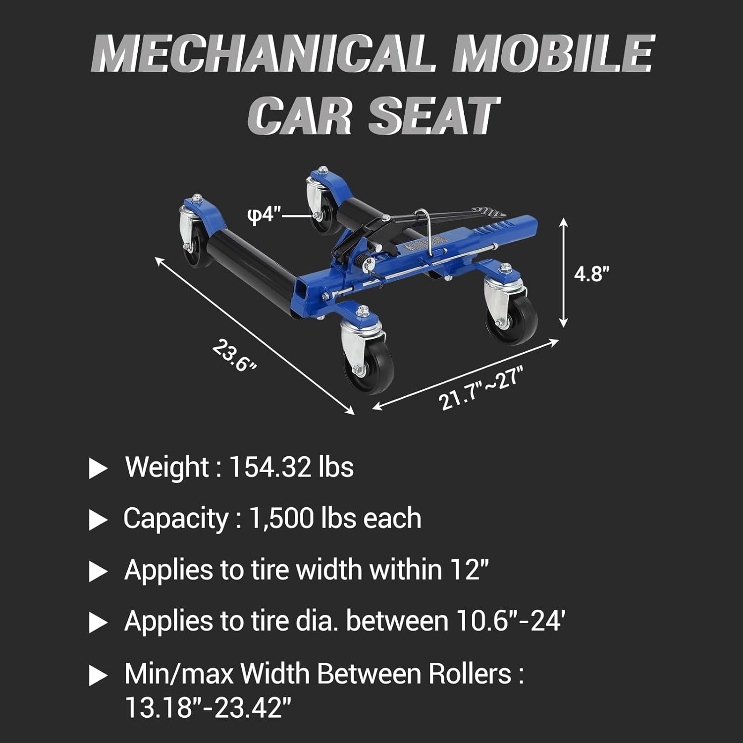 Wheel Dolly Jack Set of 4 1500LBS Car Moving Rollers