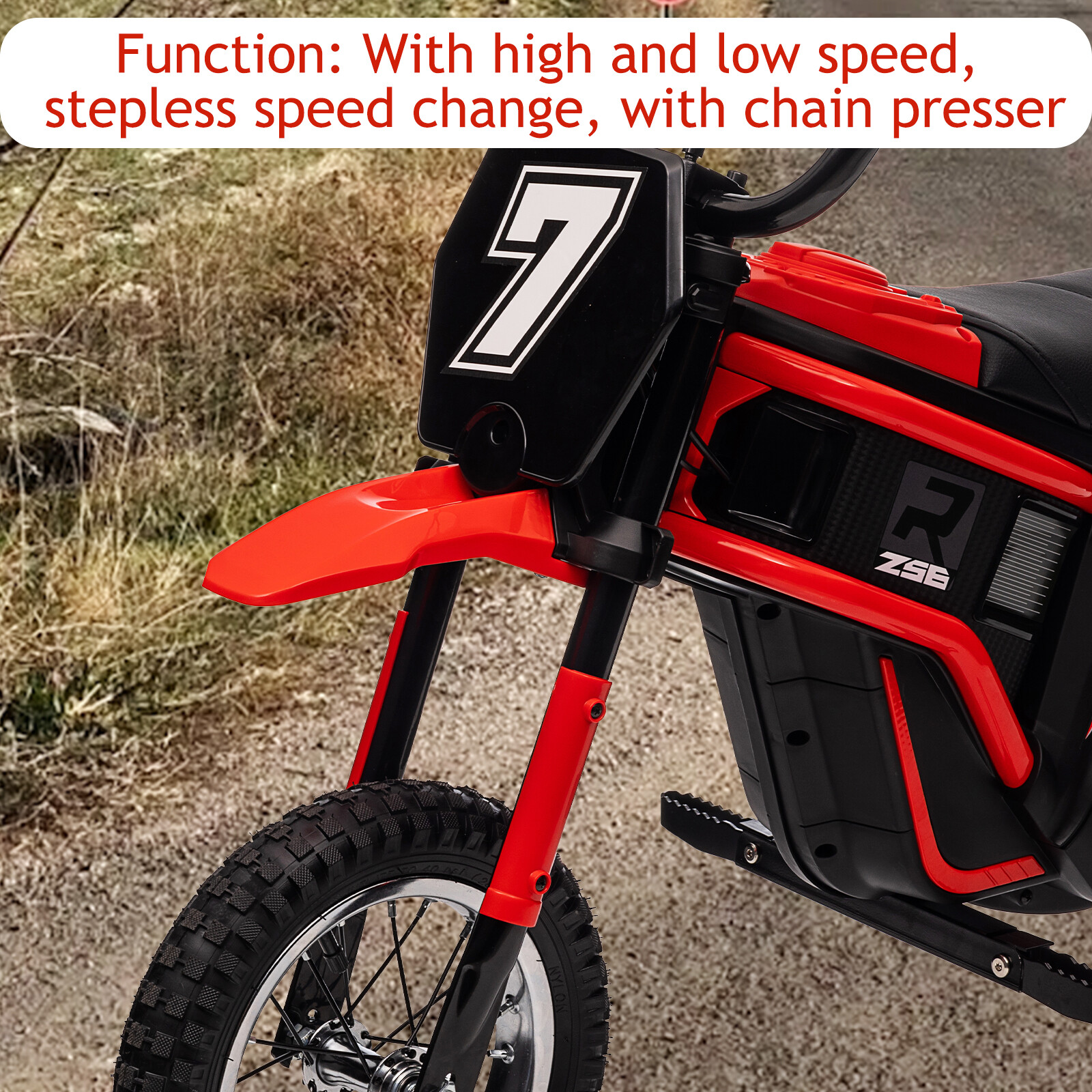 24V Ride On Motorcycle Dirt Bike, Electric-Powered Dirt Bike W/Rear-Wheel Drive