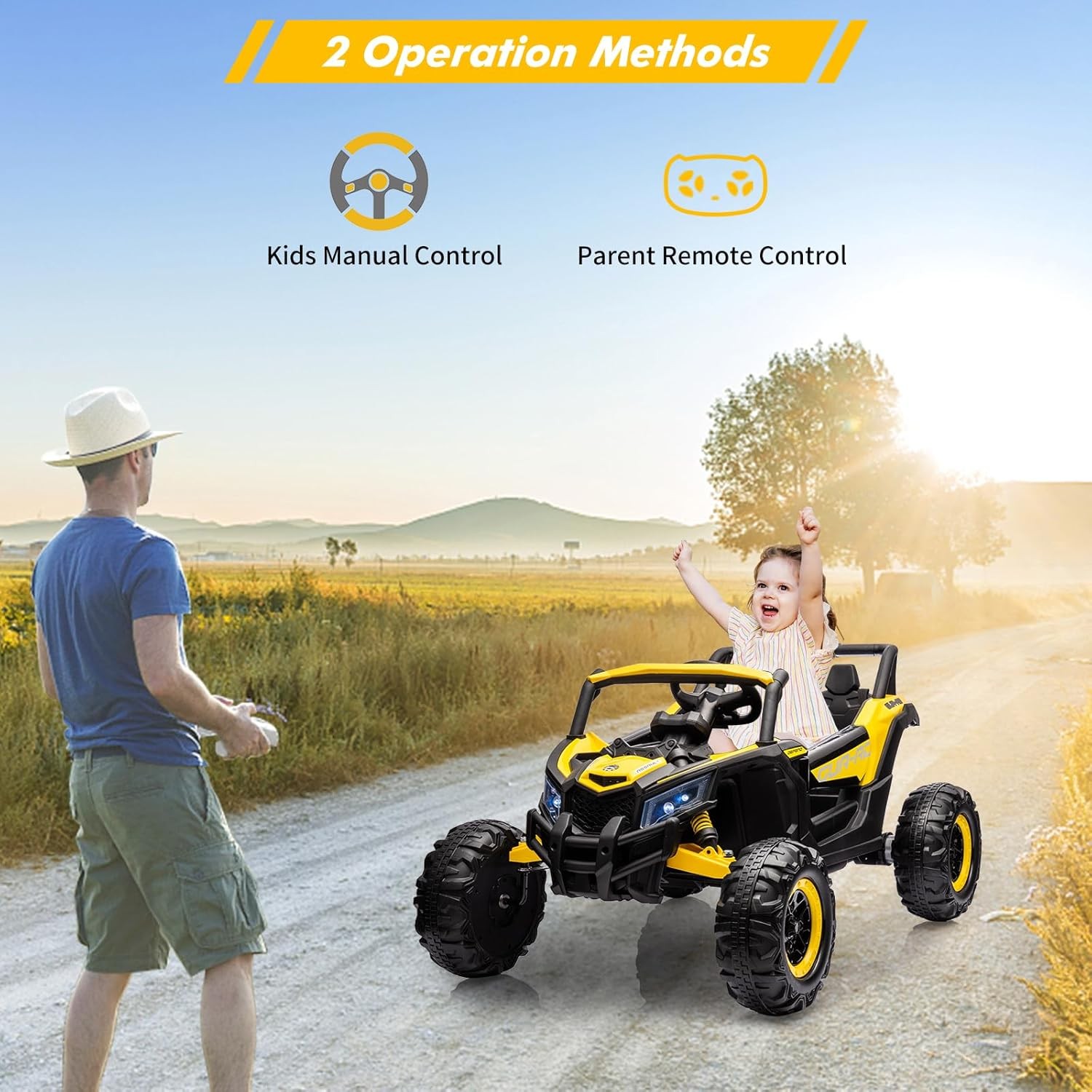 24V Power Wheels Electric Ride on UTV Car Toys Gift for Kids with Remote Control