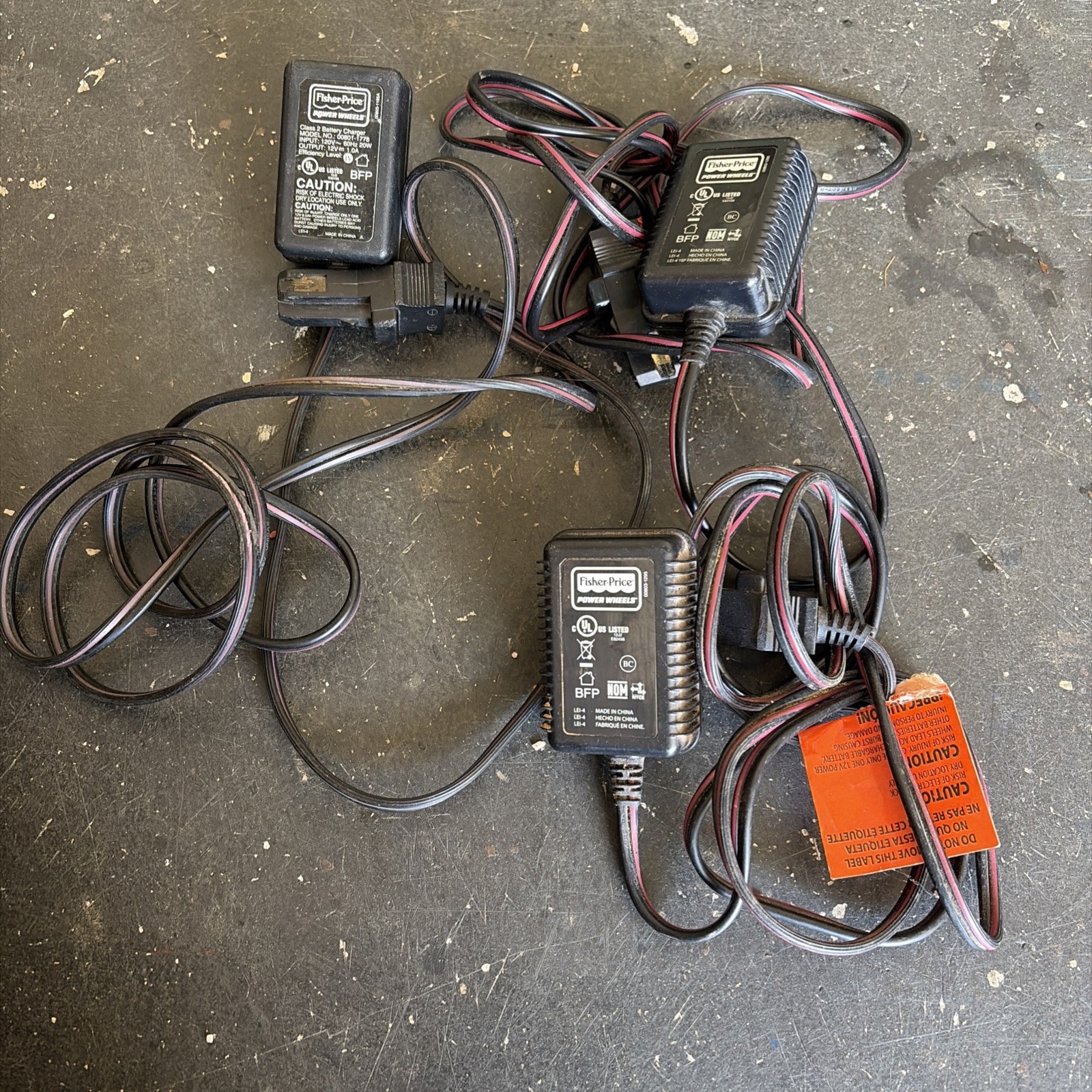 Fisher Price 00801-1778 Power Wheels LOT OF 3 – 12V Charger Cord, OEM
