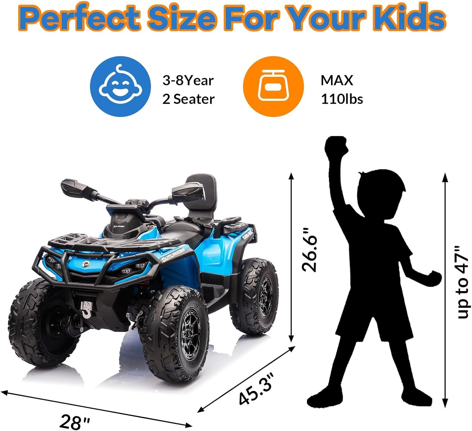 12V Kids ATV Ride on Car Electric Toys Off-Road Vehicles 4 Wheeler Quad for Kids