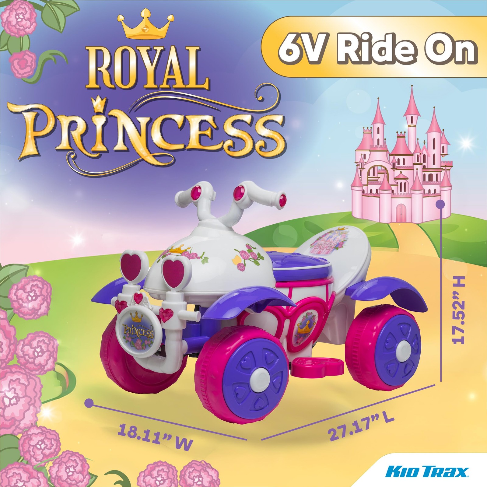 Kid Trax Royal Princess 6V Toddlers Kids Ride On – Outdoor And Indoor