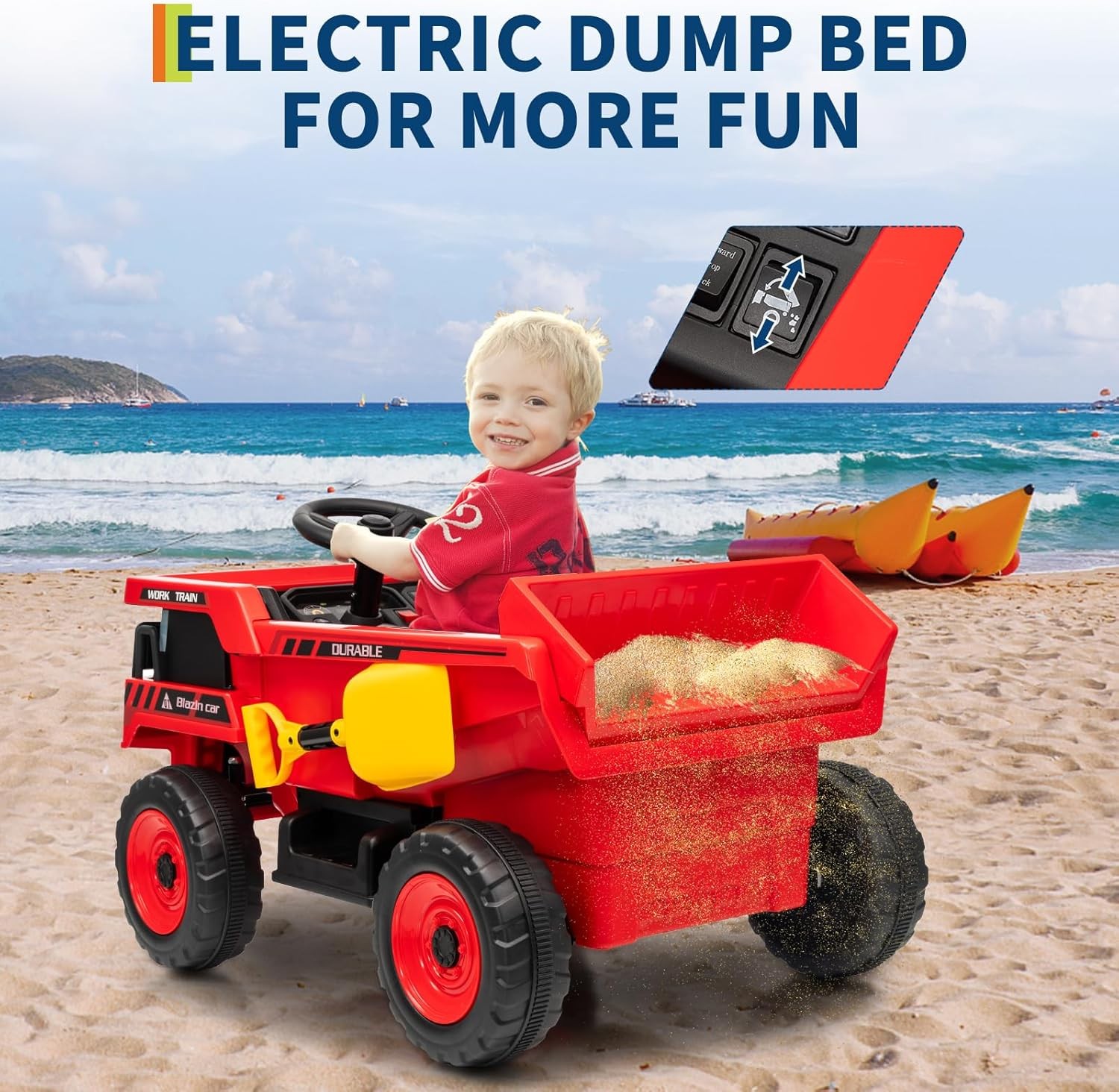 12V Kids Ride on Toy Car Dump Truck with Electric Dump Bed Construction Vehicles