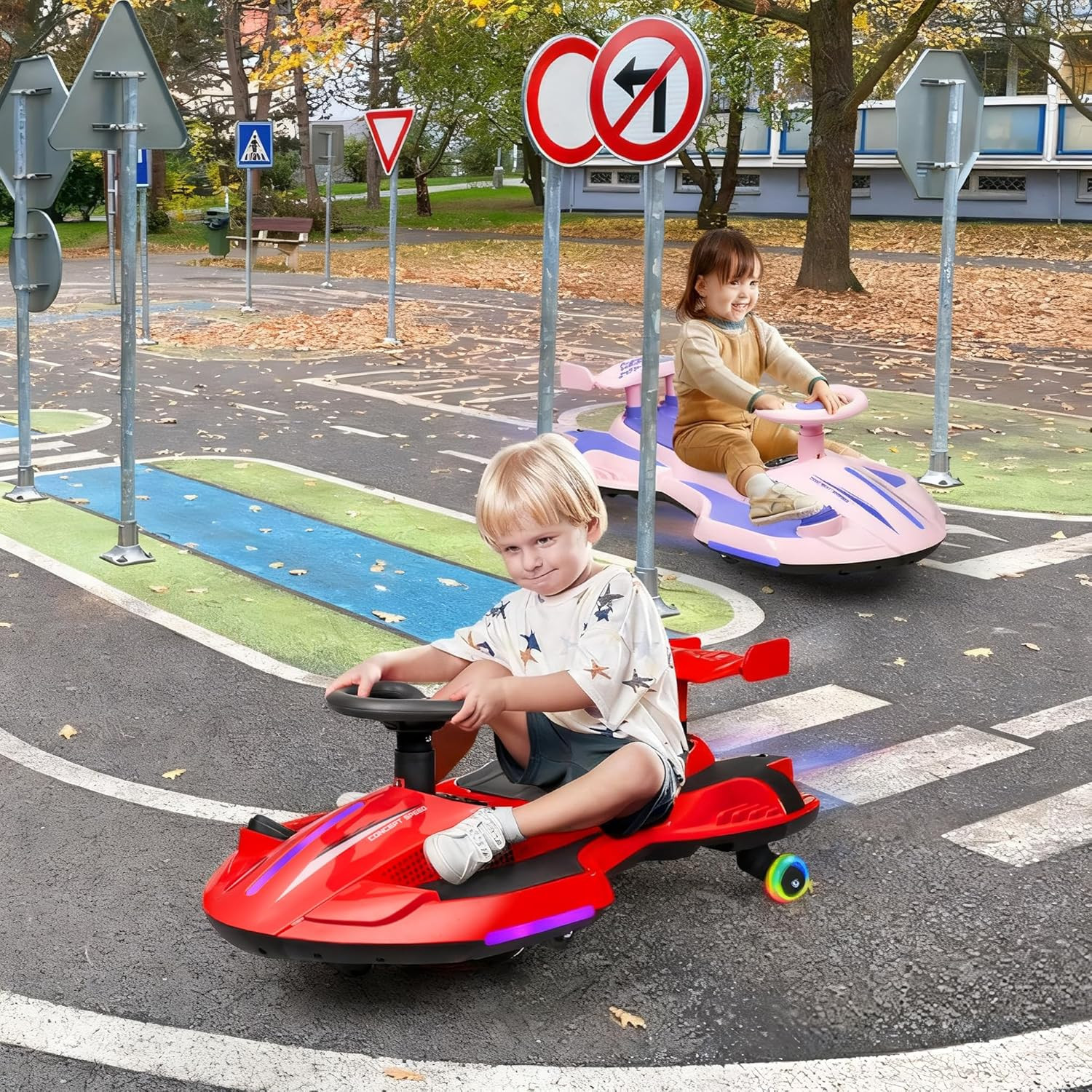 12V Electric Wiggle Car with Pedal for Kids, Rechargeable 2 in 1 Swing Toy, Devi
