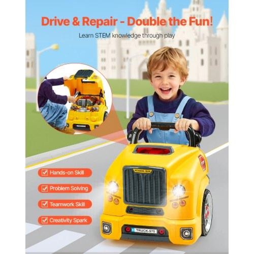 Engine Toy 60 Pieces Kids Mechanic Car Repair Set with Removable Parts