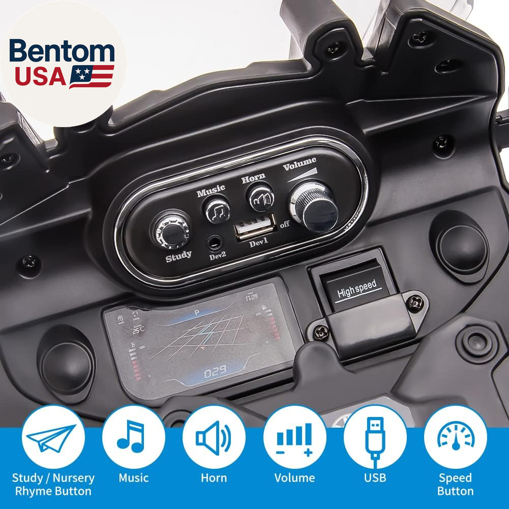 12V 7AH Kids Motorcycle, Licensed BMW Ride on Police Motorcycle for Kids with Hi