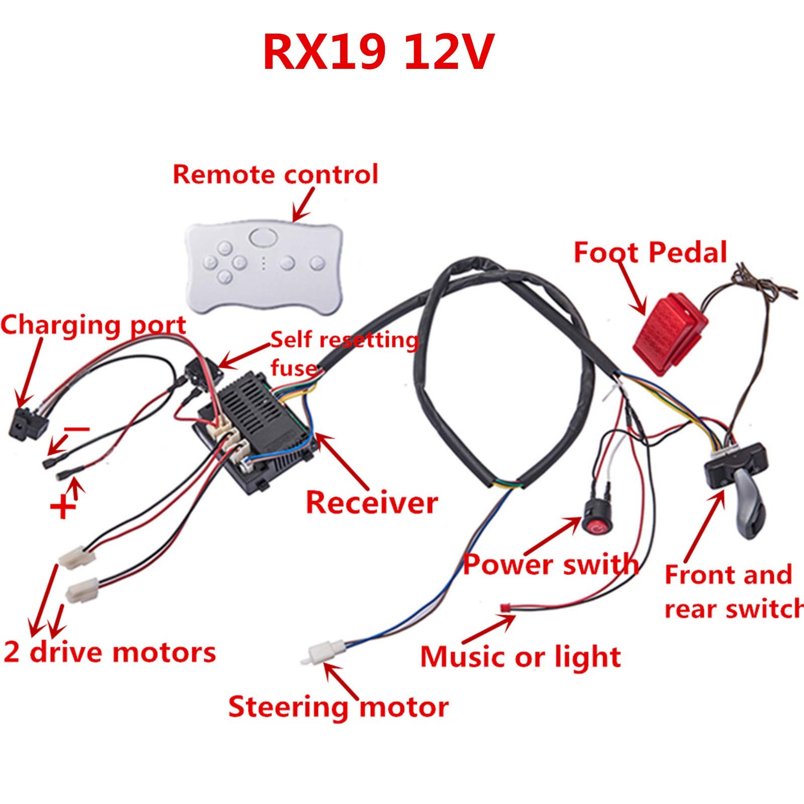 Kids Ride On Car 12V DIY Modified Harness Complete Set of Remote Control Circuit
