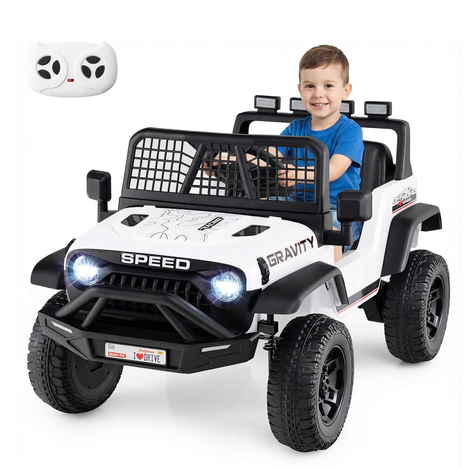 24V Ride On Car w/Remote Control Music LED Headlights Spring Suspension for Kids