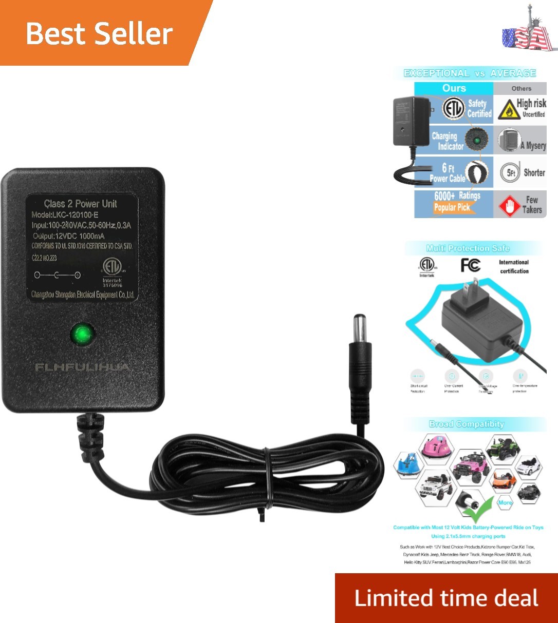 12 Volt Battery Charger for Kids Ride on Toys – Universal Charger for Best Ch…