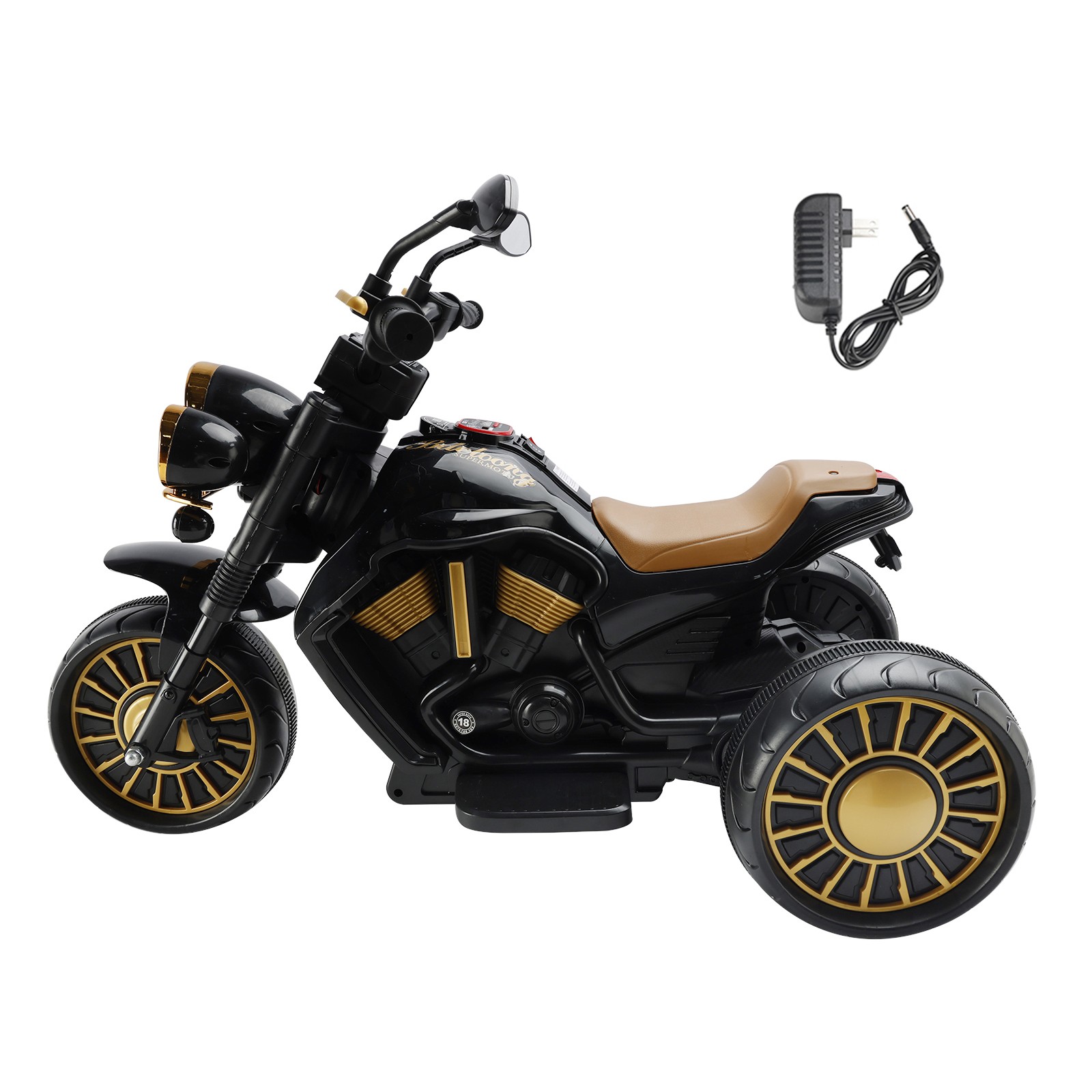 3 Wheel Kids Ride On Motorcycle Electric Dual Drive Toy Car w/LED Light Black🏍️