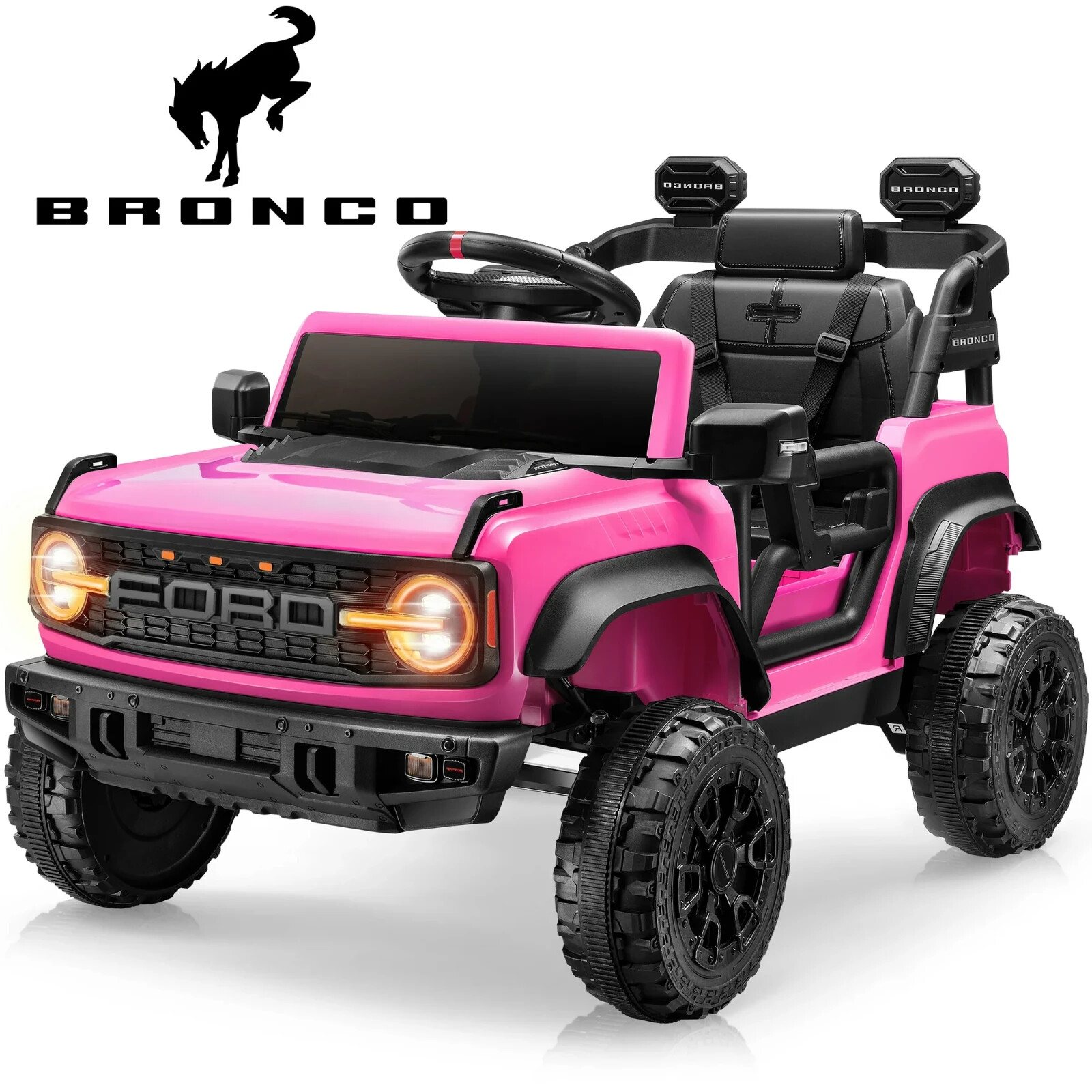 Ford Ride on Toy Cars, 12V Ford Bronco Raptor Powered Ride on Truck with Remote