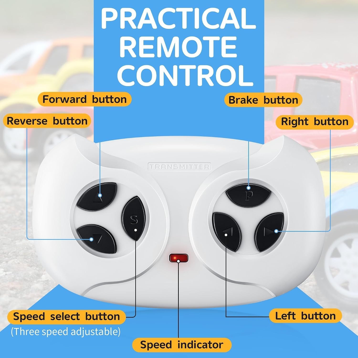 2.4G Remote Control for Kids Electric Ride On Car White 12V Transmitter JR1603