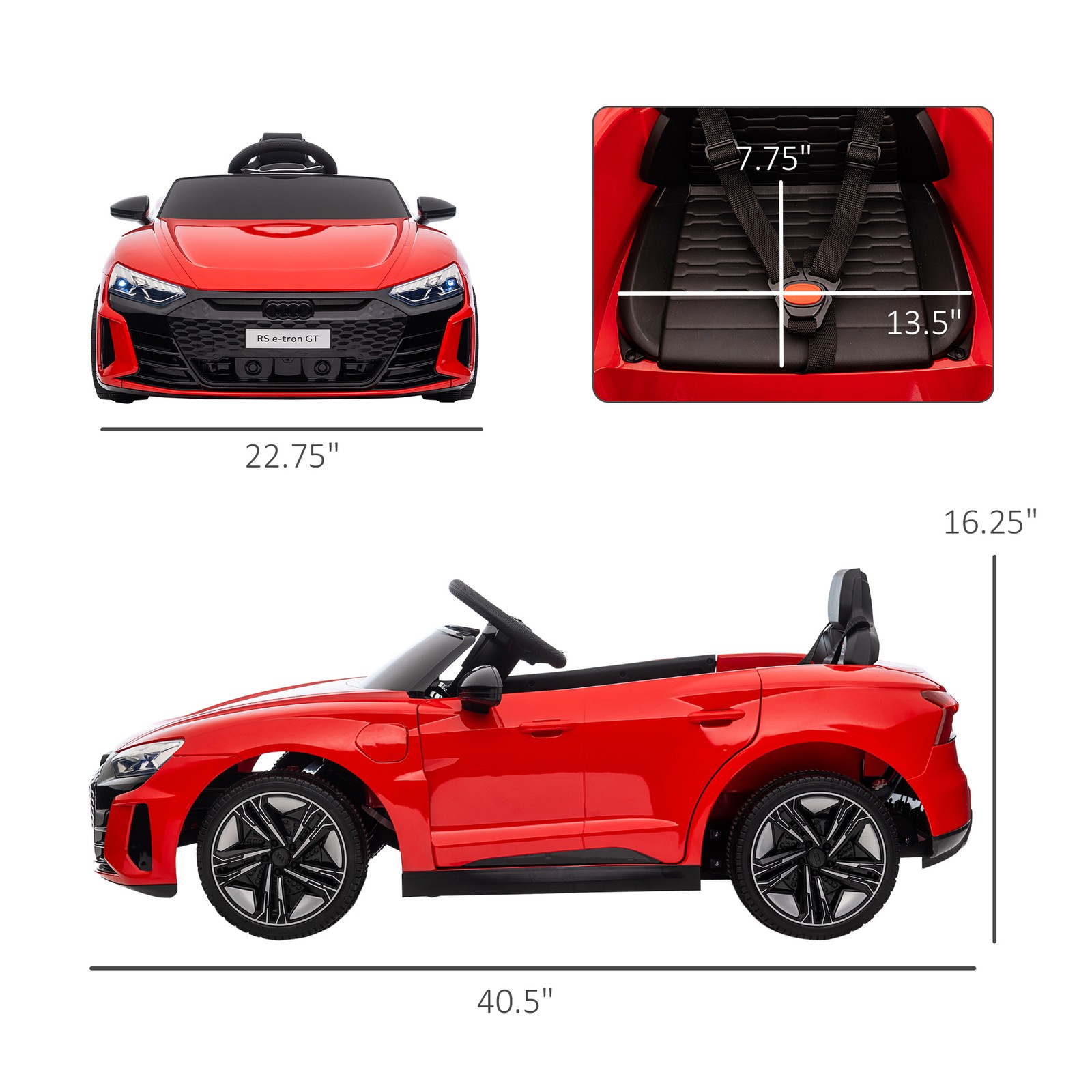 Licensed Audi 12V Electric Ride on Car with Remote Control, Horn Honking, Red