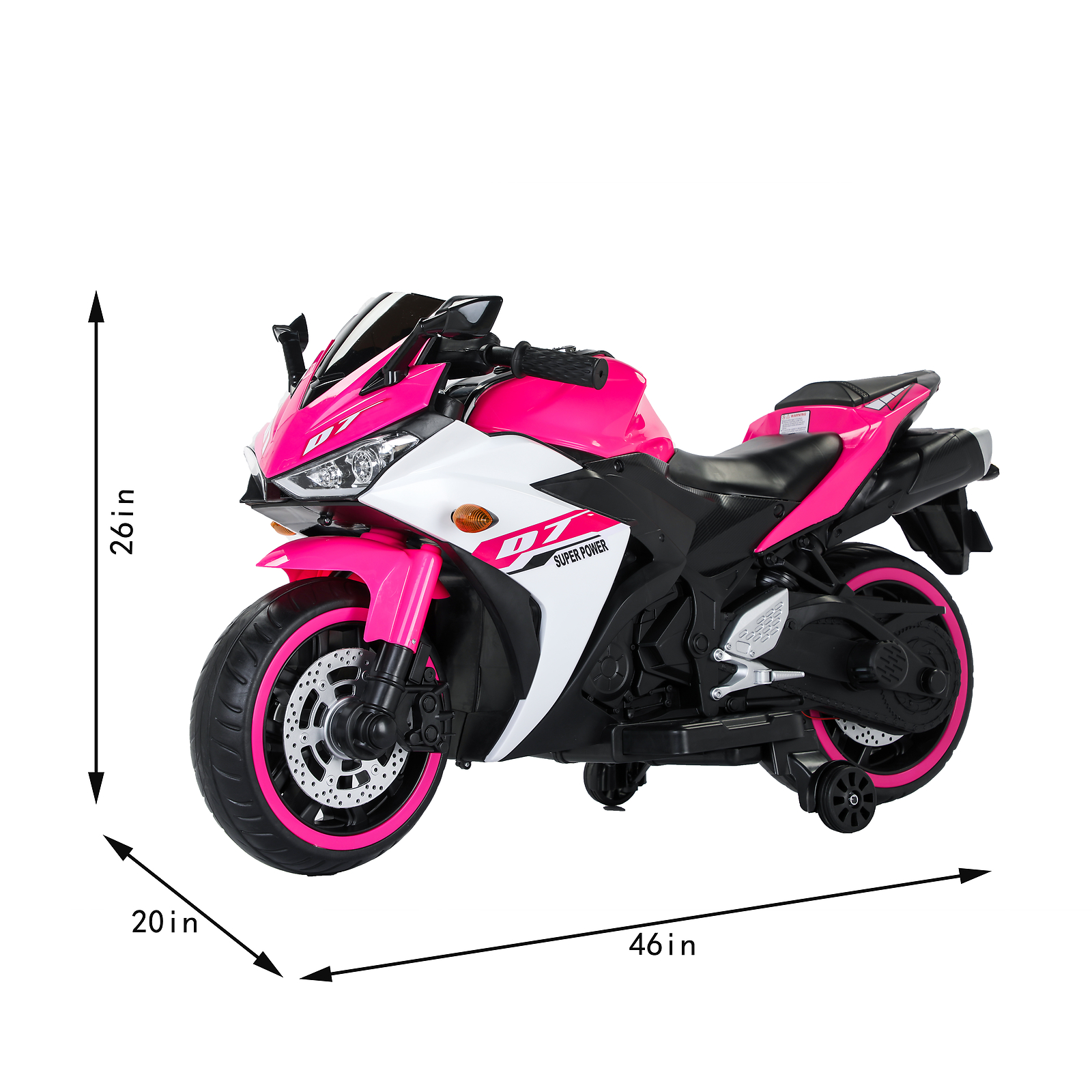 Kids Electric Ride on Motorcycle with Training Lighting Wheels Manual Throttle