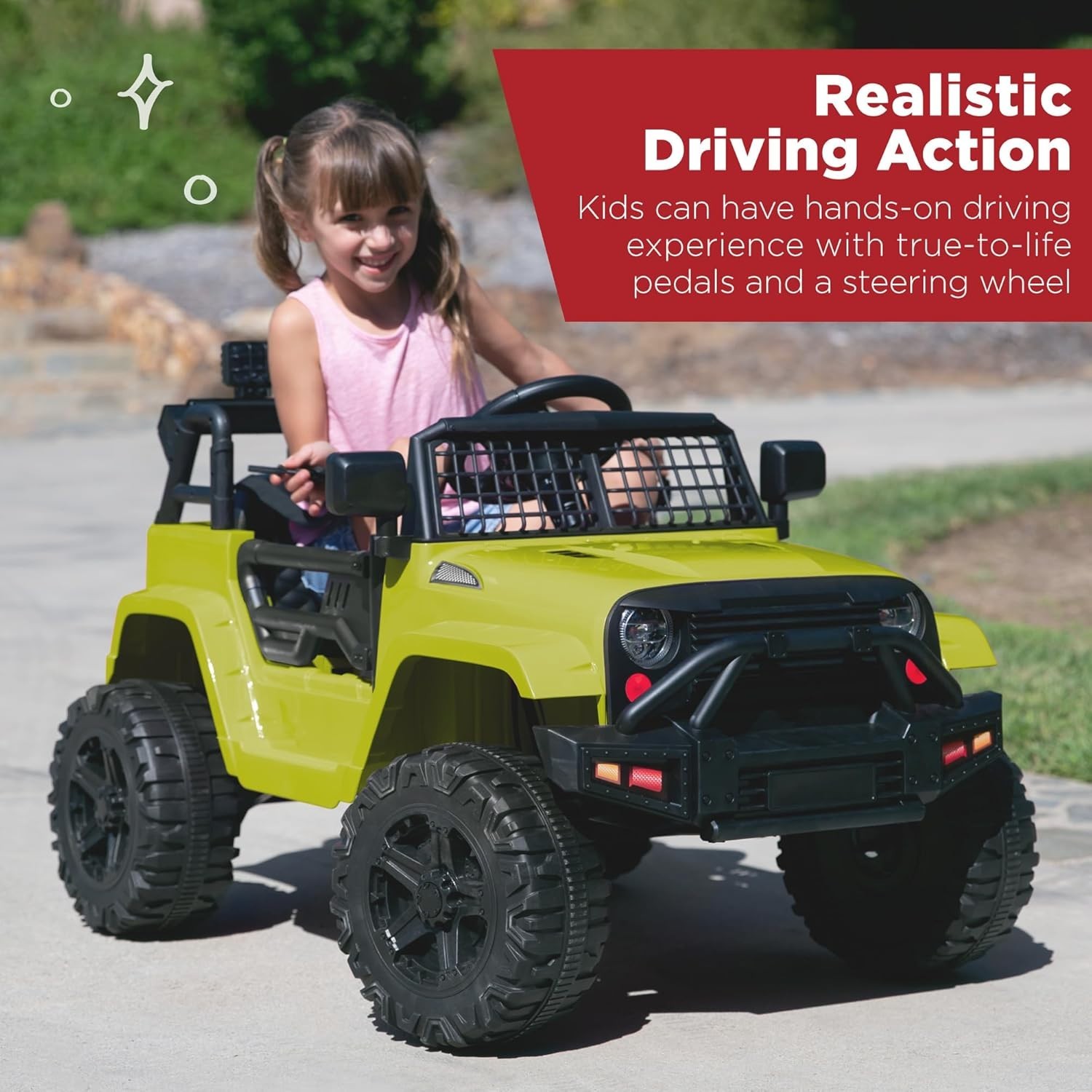 Durable 12V Kids Ride-On Car with Spring Suspension – Green Color, 3-8