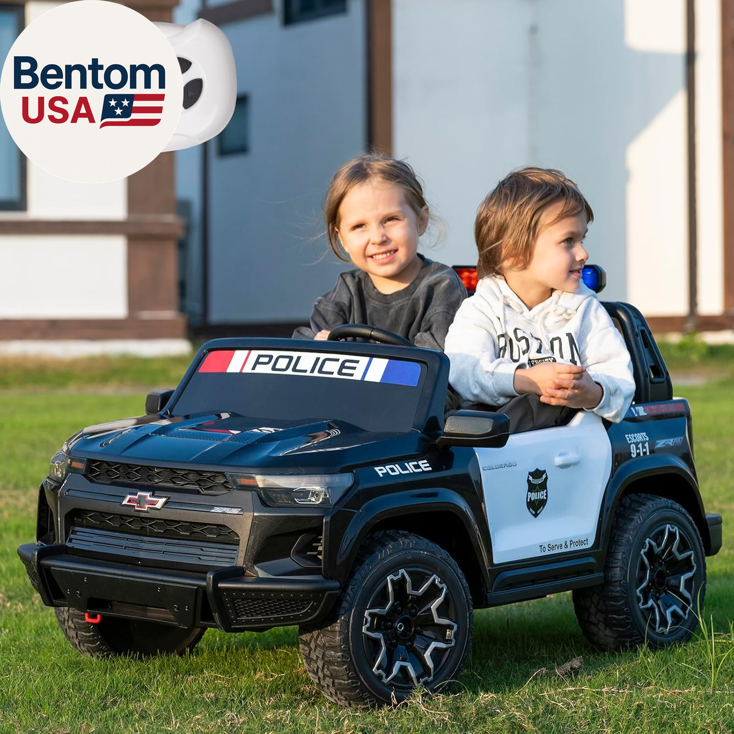 Police Car Ride On, 24V 4WD Kids Car Licensed Chevrolet Colorado, Toddler Car Ri