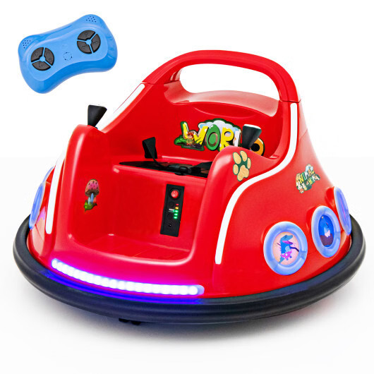 12V Electric Ride On Car with Remote Control and Flashing LED Lights-Red – Color