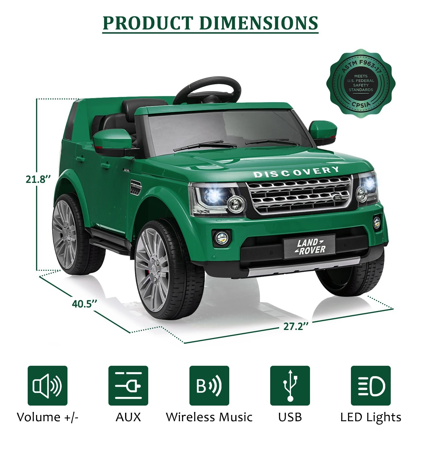 12V Land Rover Licensed Electric Car for Kids Parental Remote Fun Outdoor Toy