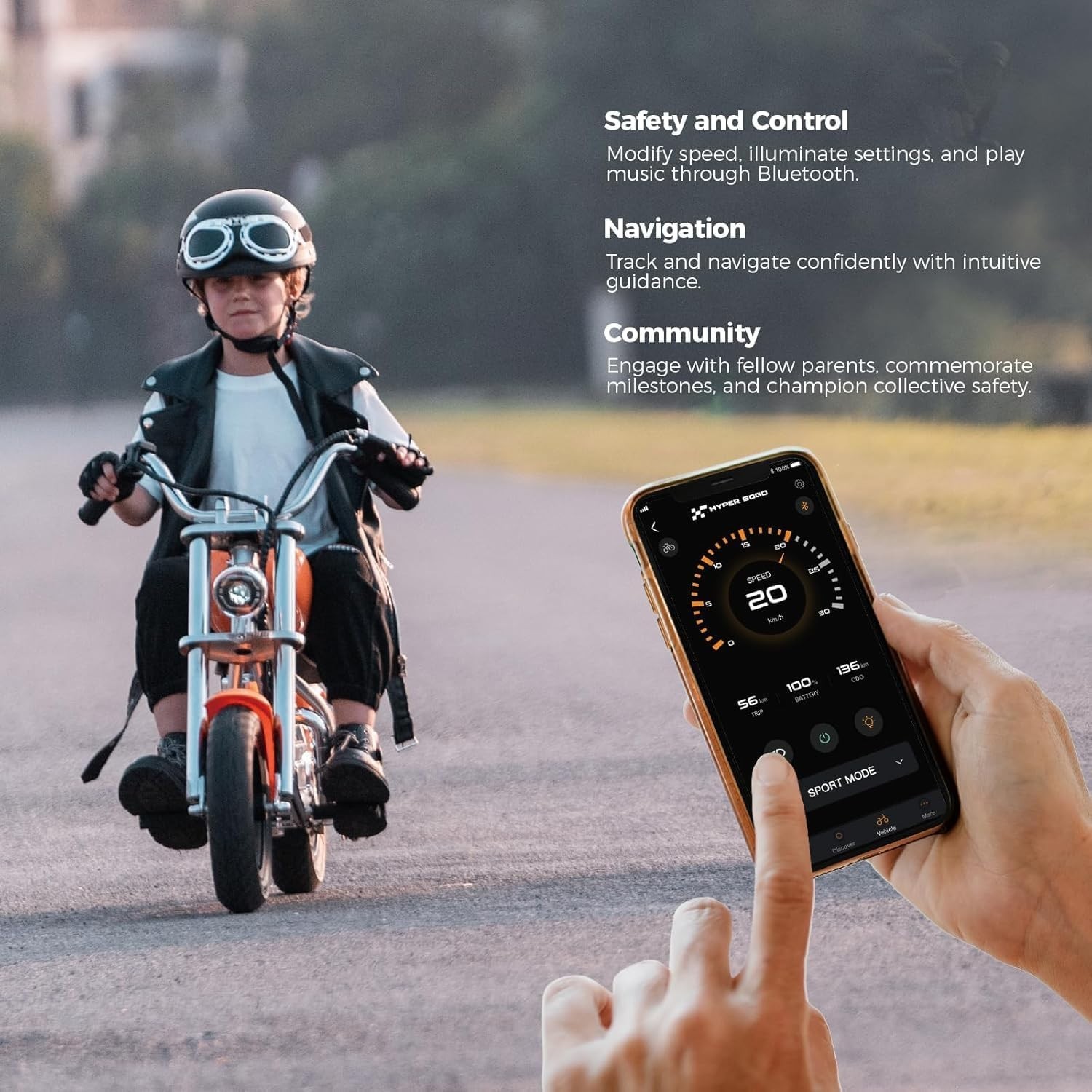 HYPER GOGO Challenger 12 Plus with APP 160W Kids Electric Motorbike 6 Years +