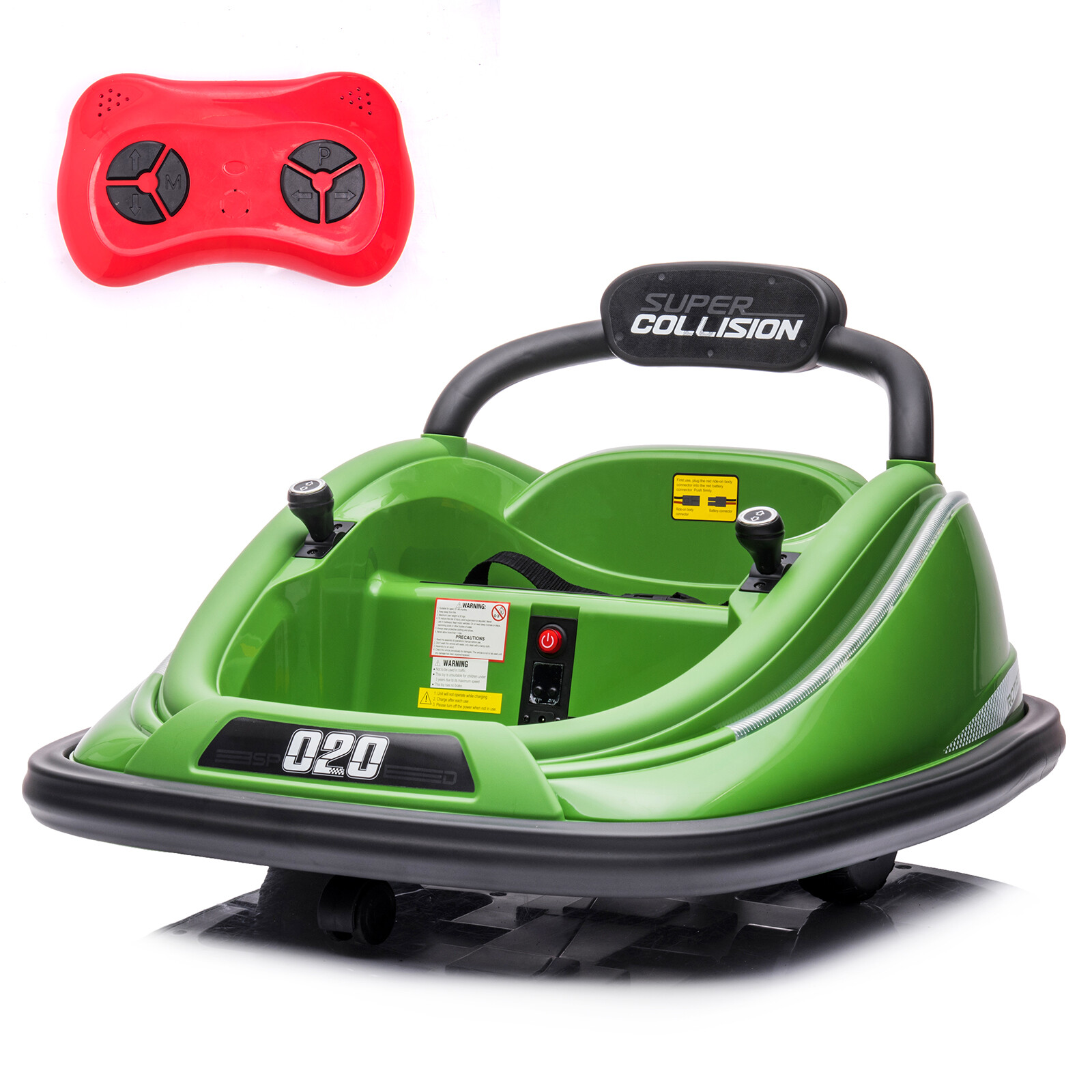 12V Kids Bumper Car Twins Motor w/Parent Remote Control LED Light 360° Rotation