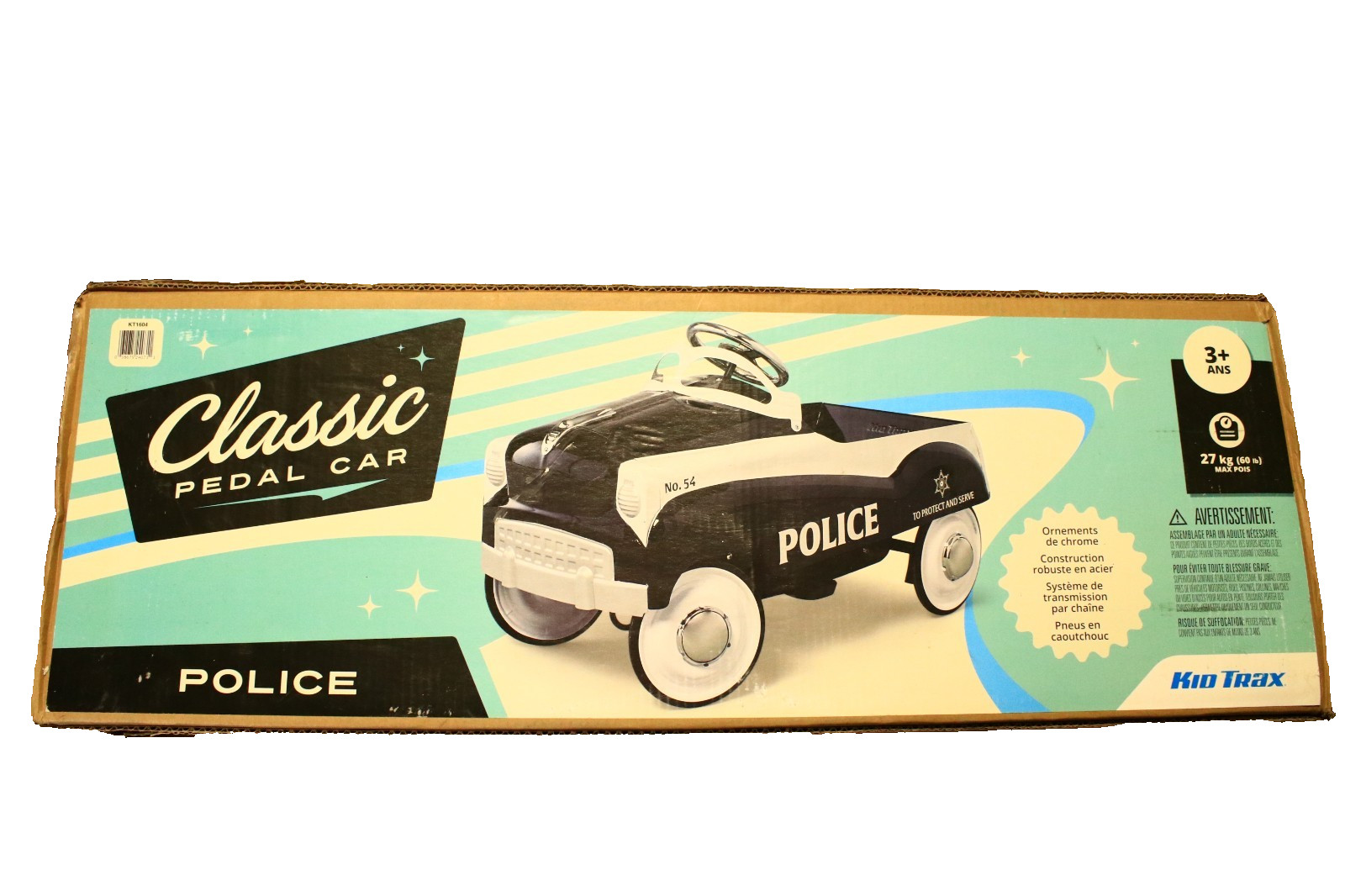 NEW NIB Kid Trax Police Ride-On Pedal Car Authentic Steel FREE SHIPPING
