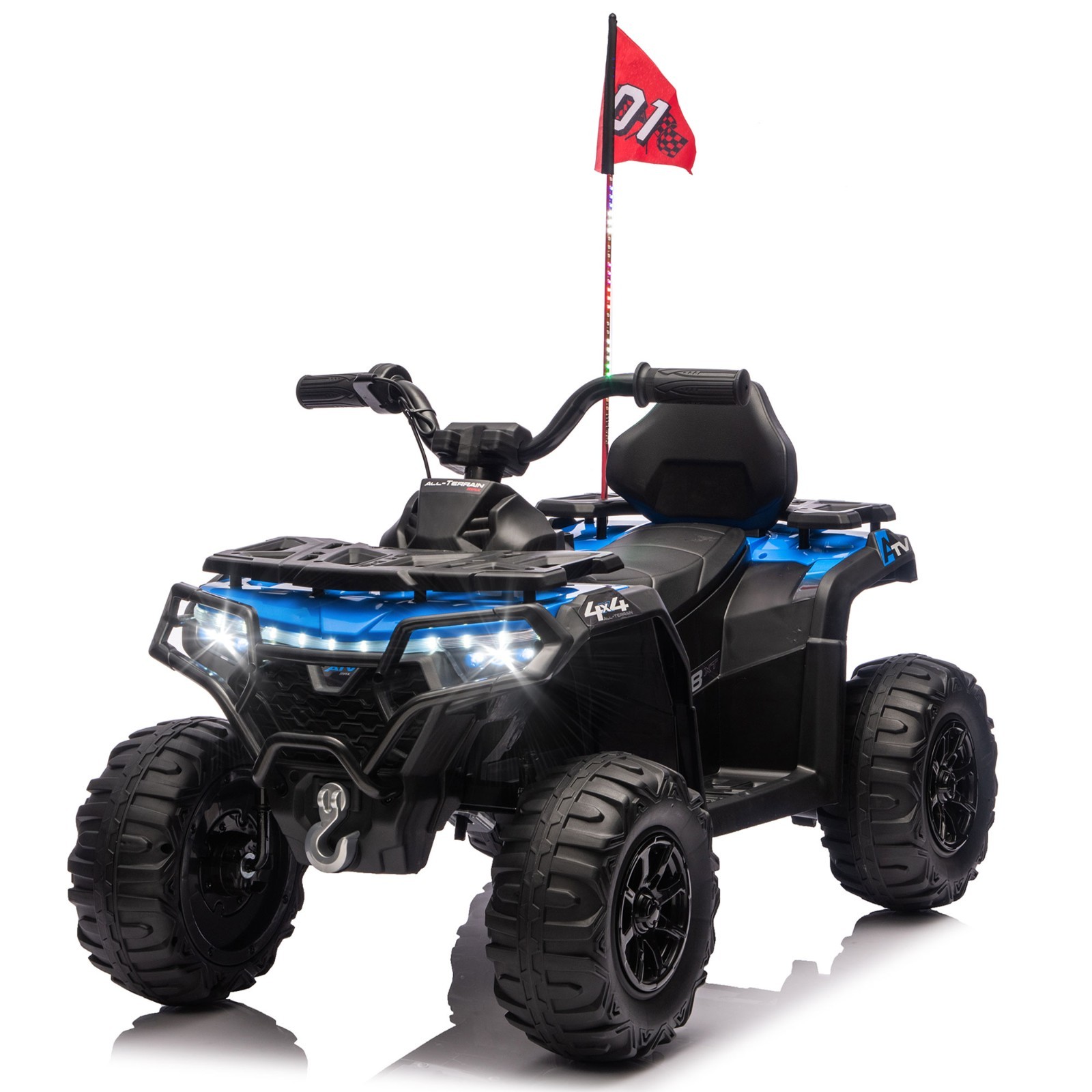 24V Kids Electric ATV 4 Wheeler Quad Car Off-Road Ride-On Toy for Ages 3-6,Blue