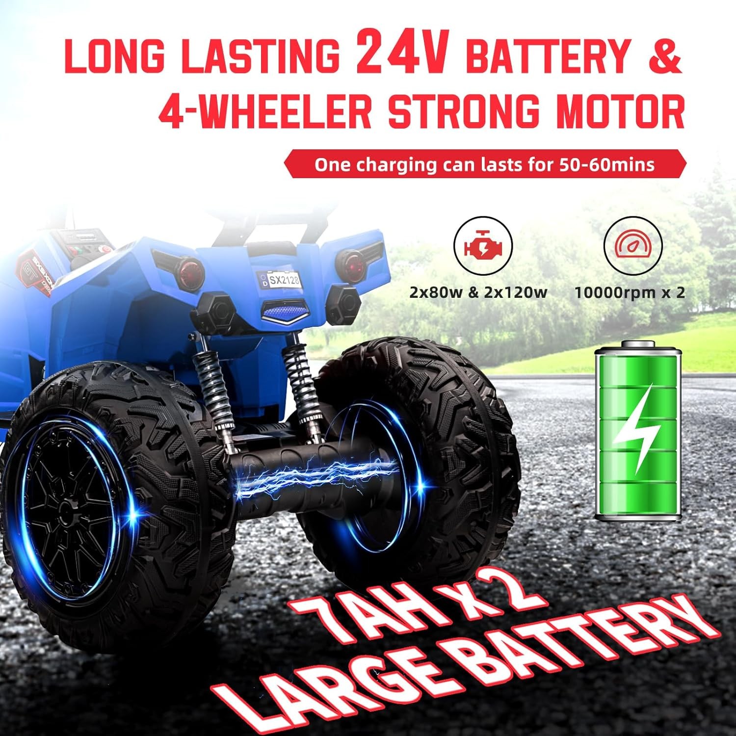 24V 2 Seater Ride on Toys for Big Kids Kids Electric ATV Car Electric Vehicle