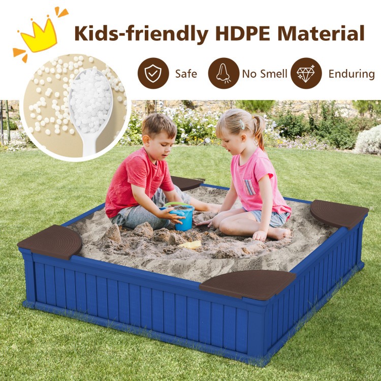 Kids Outdoor Sandbox with Oxford Cover and 4 Corner Seats