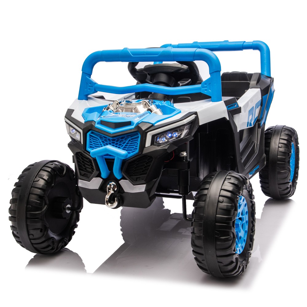 12V Kids Ride On Electric UTV, Anti-Slip Wheels w Front Shock Absorbers, Blue