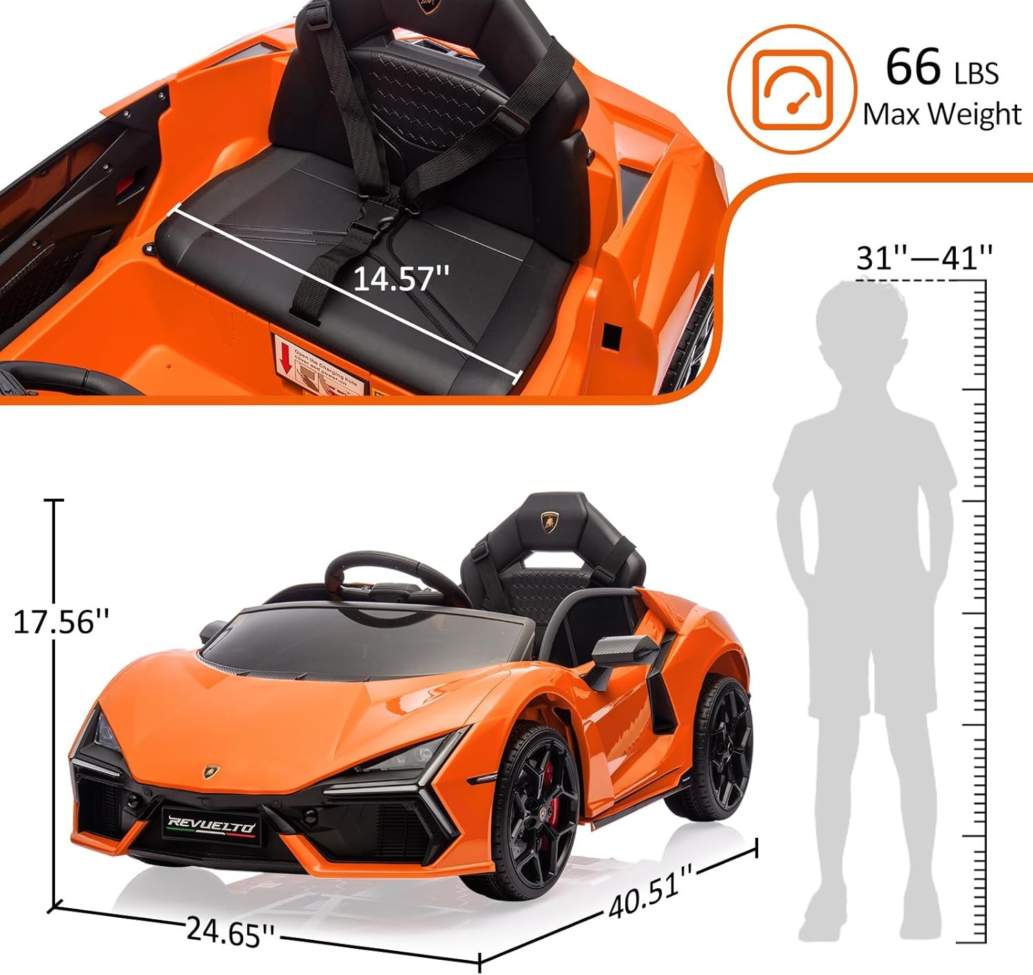 Kids 12V Battery Electric Ride On Car Toy with Remote Control LED Light