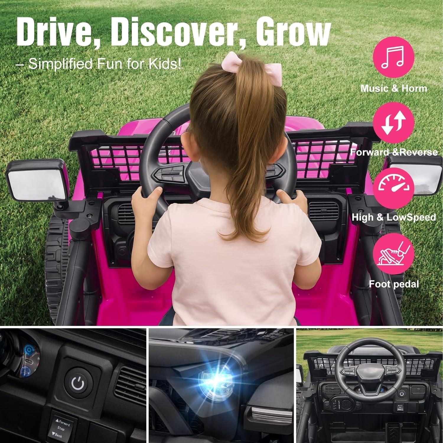 Carro Electrico Para Niños De 3 A 5 Años Montar Manejar Y Jugar Con Luces NUEVO