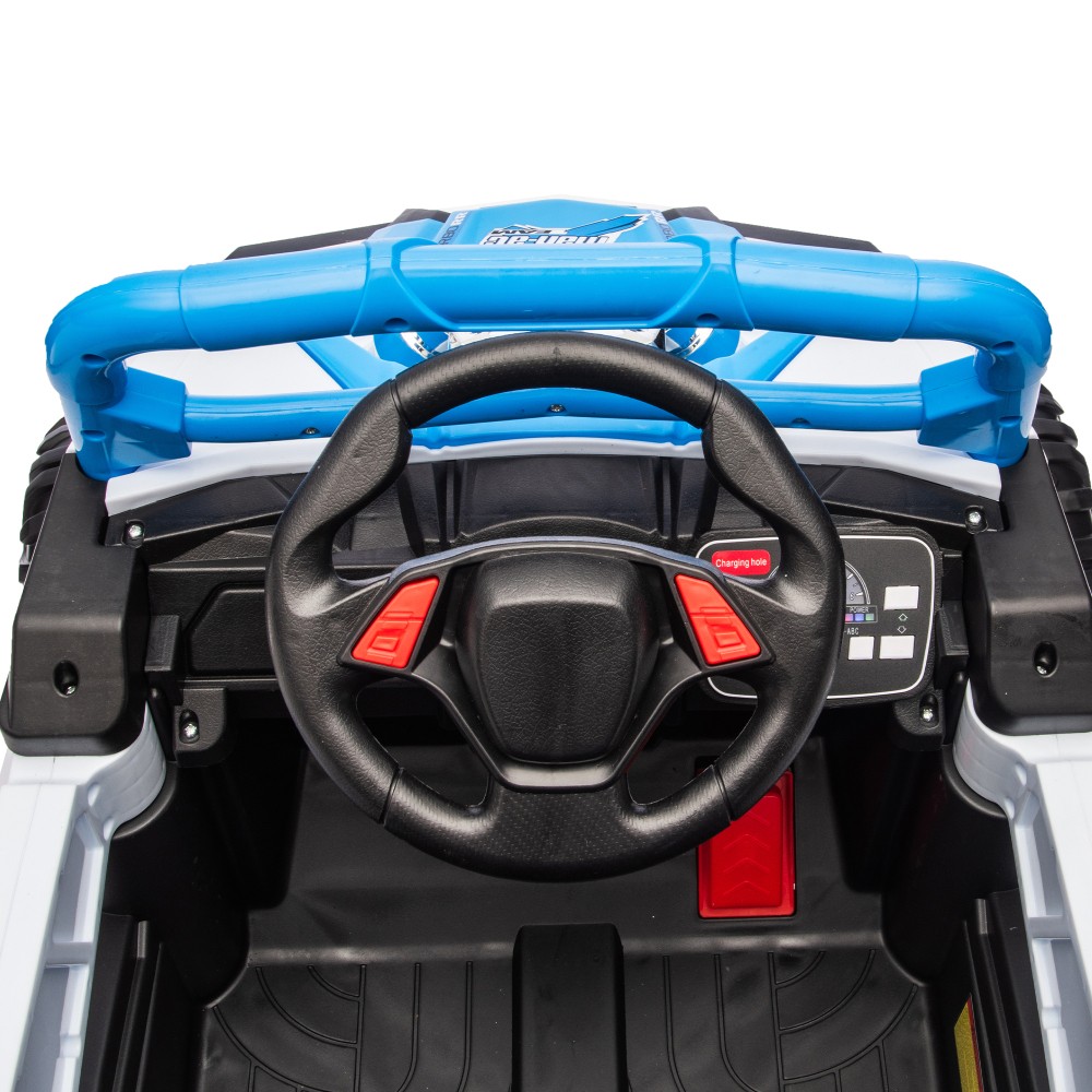 12V Kids Ride On Electric UTV, Anti-Slip Wheels w Front Shock Absorbers, Blue