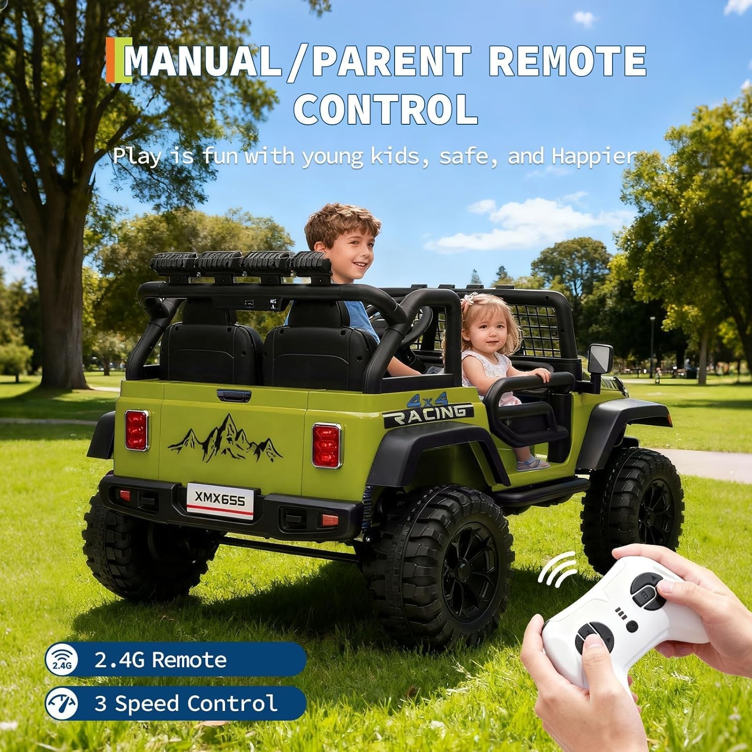 24V Ride on Car Toys for Kids,2 Seater Electric Truck with Parent Remote Control