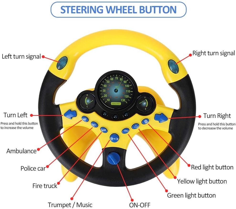 Portable Simulated Driving Steering Wheel Toy for Educational Fun & Imagination