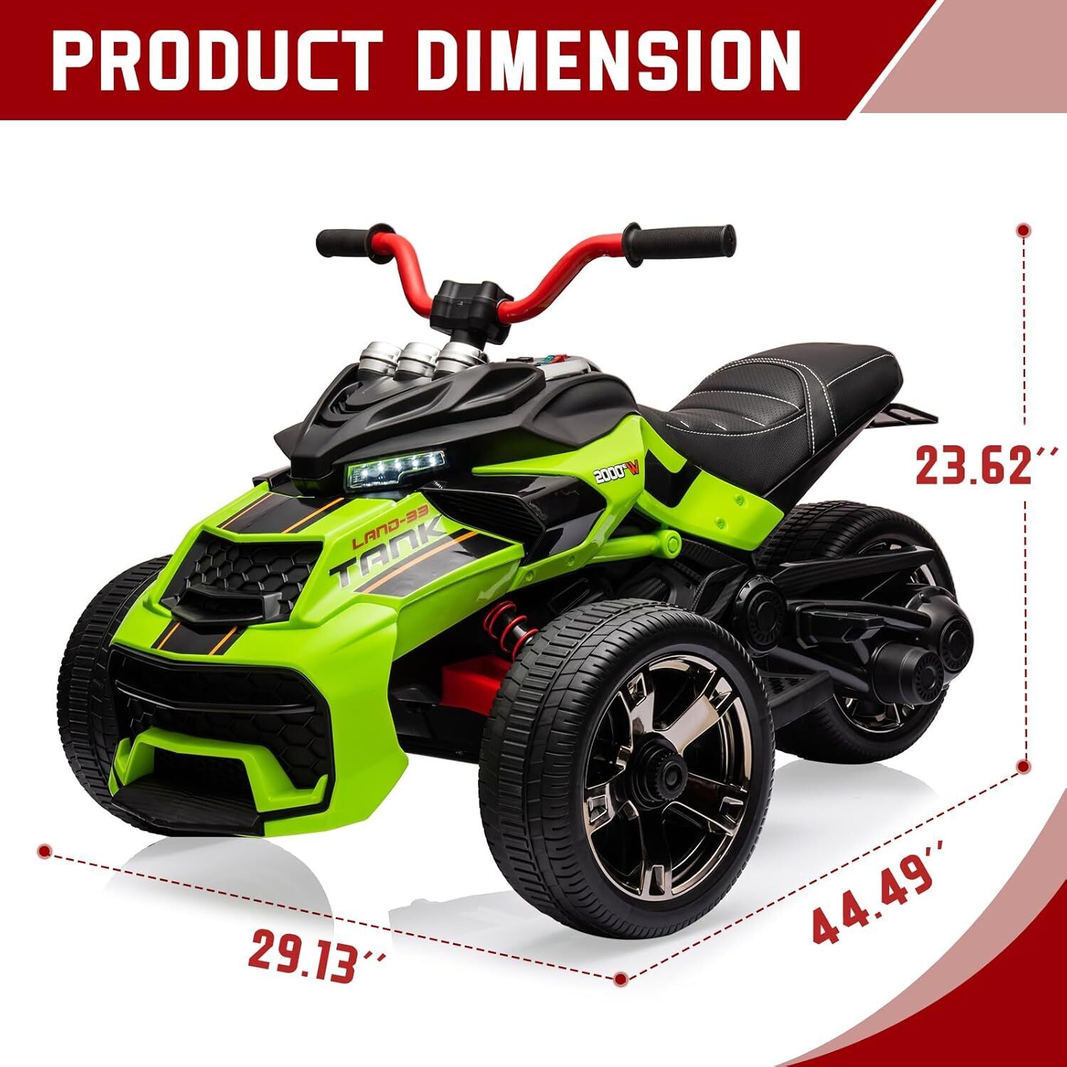 12V Kids Ride On ATV Electric Car Toy Battery Powered Toddler 3-Wheeler Gift