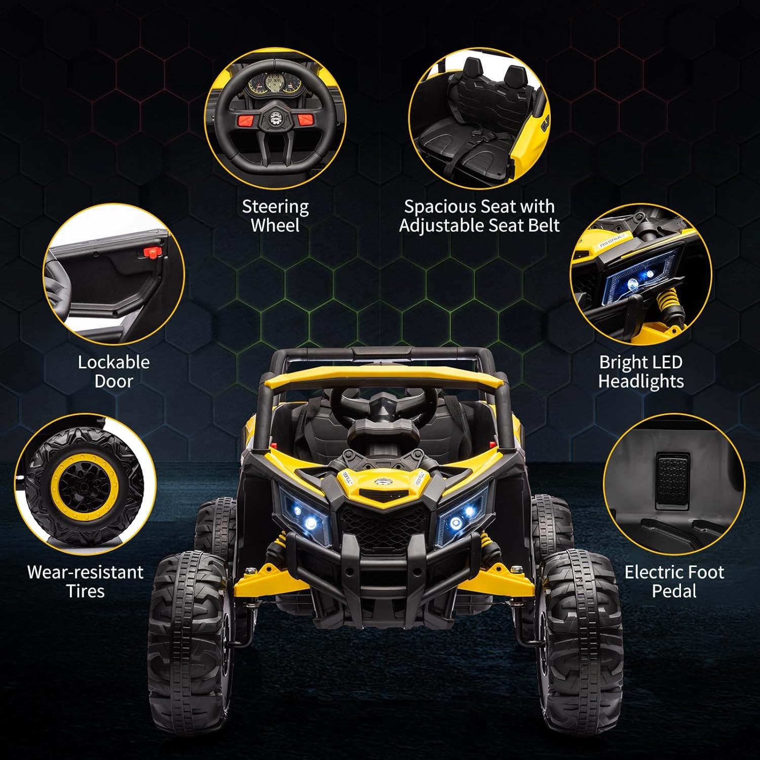 24V Power Wheels Electric Ride on UTV Car Toys Gift for Kids with Remote Control