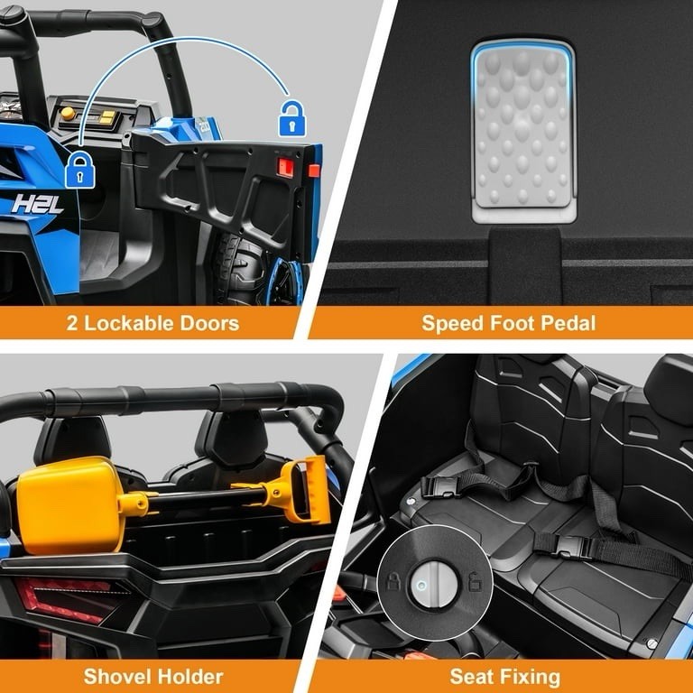 Kids Electric 2 Seat Ride On Car Truck Vehicle LED Lights, Music, Remote