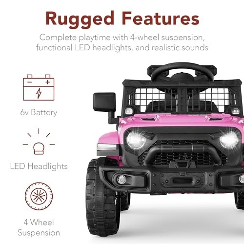 Electric Kids Ride-On Toy Truck with Remote Control, 4-Wheel Suspension, LED Lig