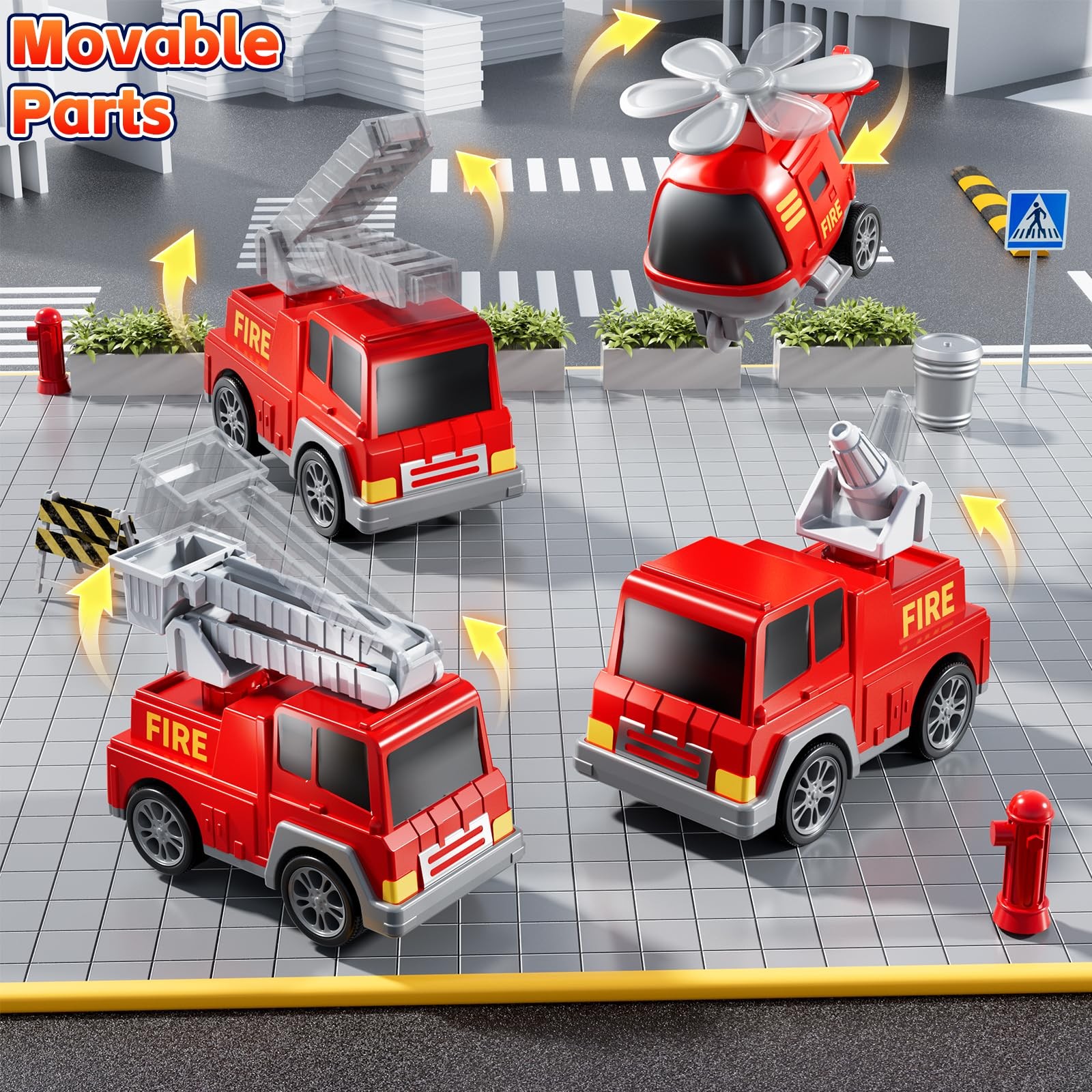 KIZONLY Fire Truck Toys for Toddler 1-3 3-5, 5-in-1 12.9 x 3.9 x 5.3 inches