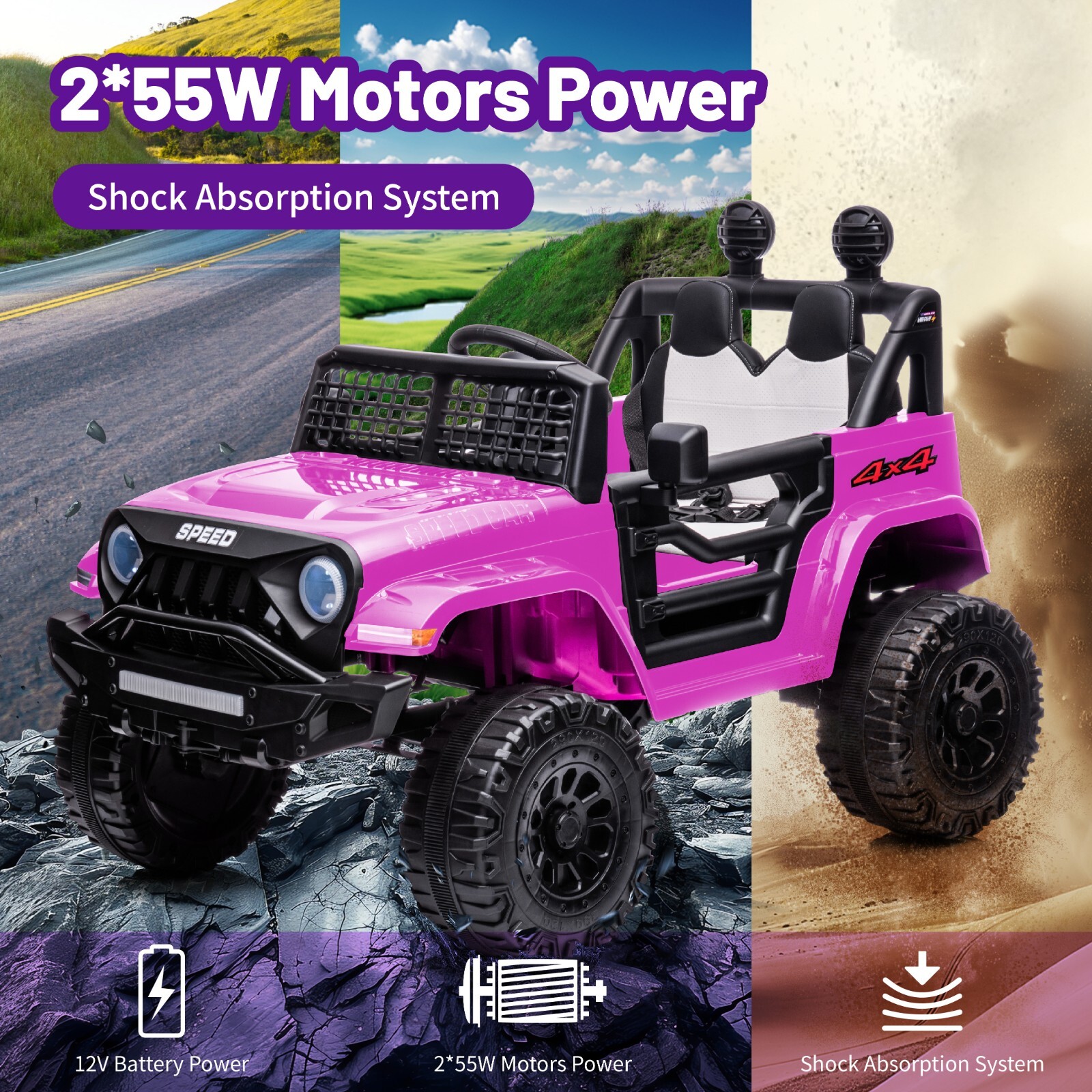 12V Kids Ride on Toy Electric Car Battery Power Wheel Jeep w/Remote Control LED