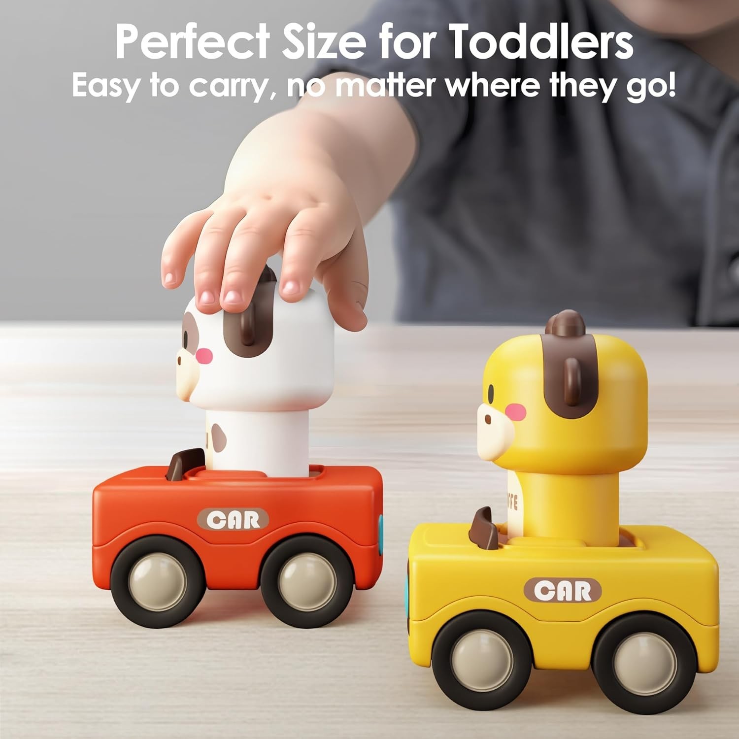 Toddler-Friendly Press to Go Animal Cars – Safe, Fun Toy for Baby Development