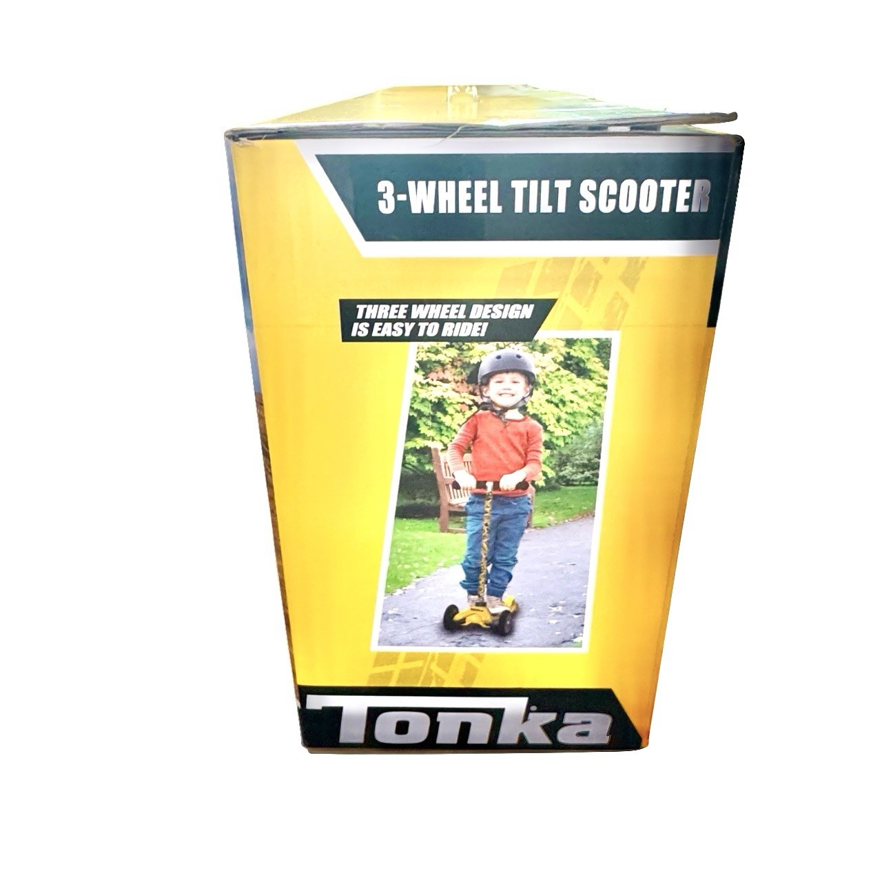 Tonka 3 Wheel Tilt N Turn Outdoor Scooter RARE Cars John Deer Yellow Age 3+ NIB